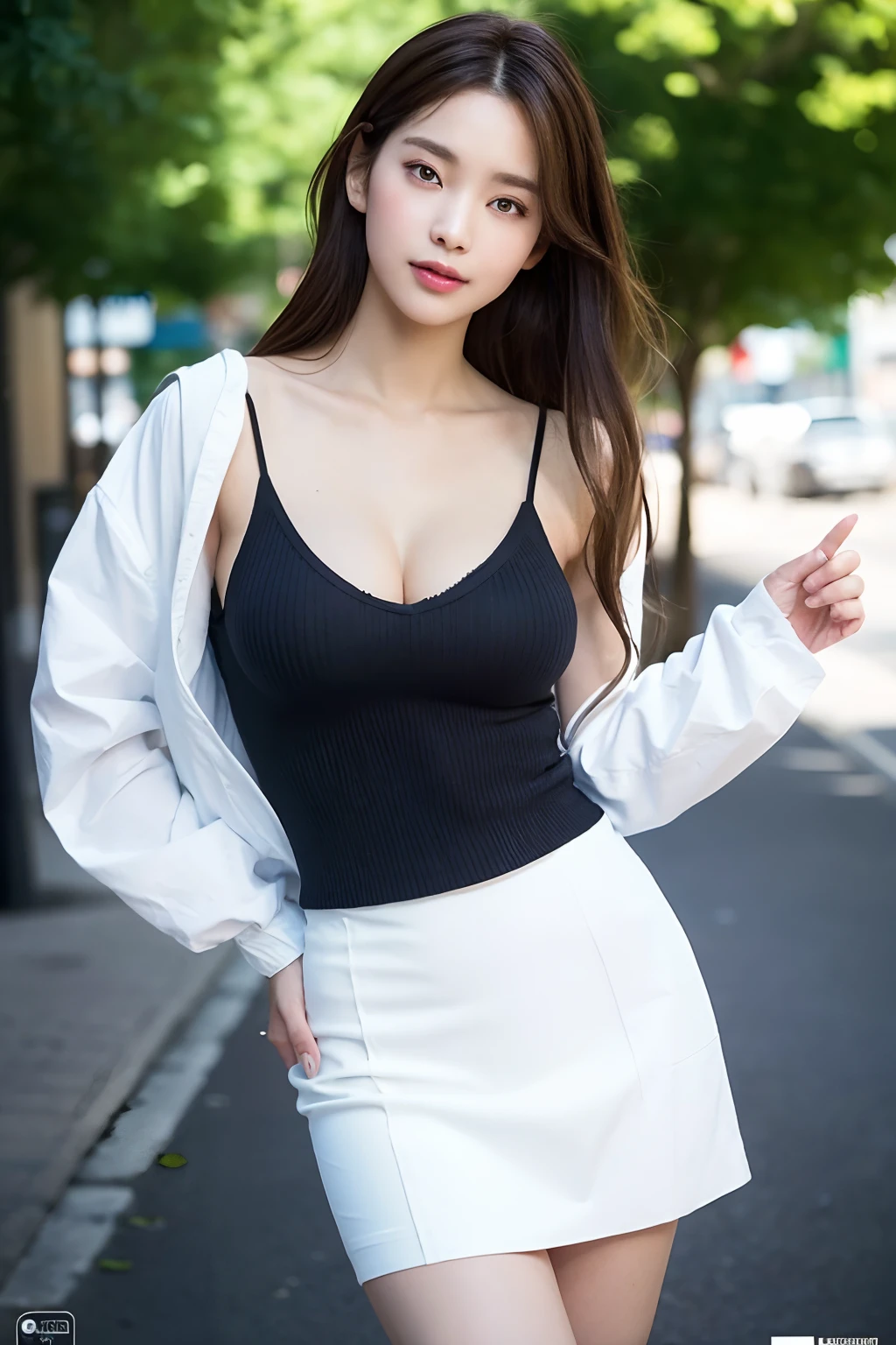 (8k,RAW photos,top Quority,tmasterpiece:1.2),ultra - detailed,Hyper-Resolution,(Realiy,real photograph:1.37),sportrait,HD RAW color photos,profesional photo,very detailed and beautiful,highly detailed,8k wallpaper,astonishing detail,hugefilesize,offcial art,highly detailed CG Unity 8k wallpapers,highly detailed beautiful girl,Highly detailed face Highly detailed eyes,highly detailedskin, Highly detailed fingers,Highly detailed nose,highly detail mouth,perfect anatomia,highly detailed back ground,Highly detailed clothing,one-girl,(18:1.2),s girl,cute female child,Famous Japanese idol,adolable,photorealistic body,petite,White-colored skin,glowy skin,Slim body,Handsome body,Brown hair,short and wavy hair,(bluntbangs:1.2),ssmile,adolable,年轻,Nice face,photorealiscic face,Elaborate Eyes,Sagging eyes, Torn wet white shirt,a skirt,耳Nipple Ring,Camera gaze,frontage,standing on your feet,contrappost,High Street,动态照明,Exposed cleavage,