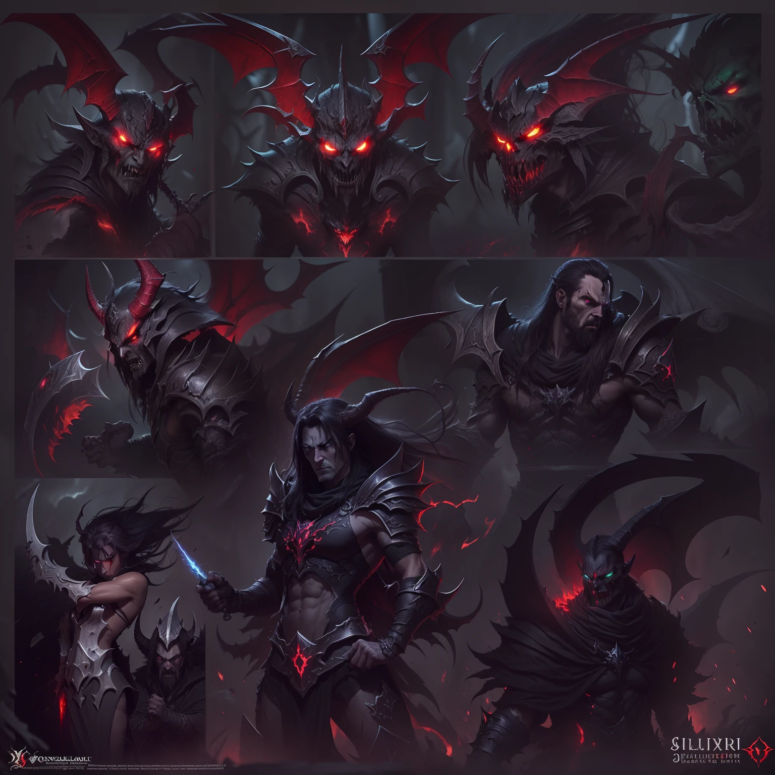(Best quality, Detailed),(dark and angry,graveleux:1.3,sombre:1.2),ILLIDAN, World of Warcraft,
(Demonic wings, cornes pointues:1.3,dark red skin),two blades of Azzinoth,dark eyes,sinistre, regard intense, background dark, volumettic light