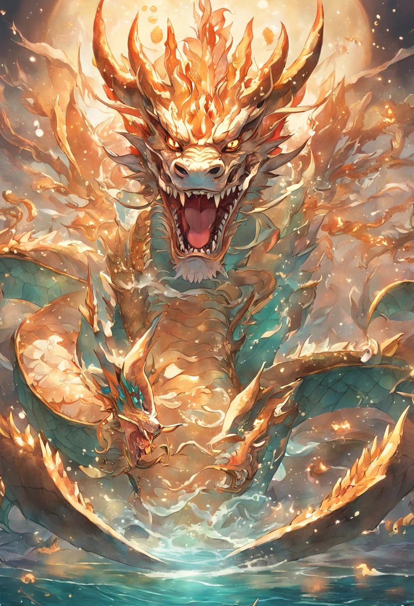 1. Chinese mythology, East Sea Dragon King, Majestic, Powerful, (Ancient deities:1.3), (Serpentine:1.2), (Beard and mustache:0.8), (Whiskers:0.9), (Huge size:1.5), scales, Vibrant colors, Shimmering water, (the reef:1.1), (Golden crown:1.2), (Dragon-shaped throne:1.4), (Flowing robes:1.1), (Dragon-shaped beard ornaments:1.3), (Emerald eyes:1.2), (pearls necklace:1.2), (Golden Trident:1.4), (levitating:1.1), (Sky clouds:1.3), (shimmering dazzling lighting:1.2), (Crashing waves:1.3), (A palace full of treasures:1.5), (Schools of colorful fish:1.2), (an underwater city:1.4), magnifica, Mythical, Magnificent, Extensive and detailed, standing apart, Traditional Chinese architecture.