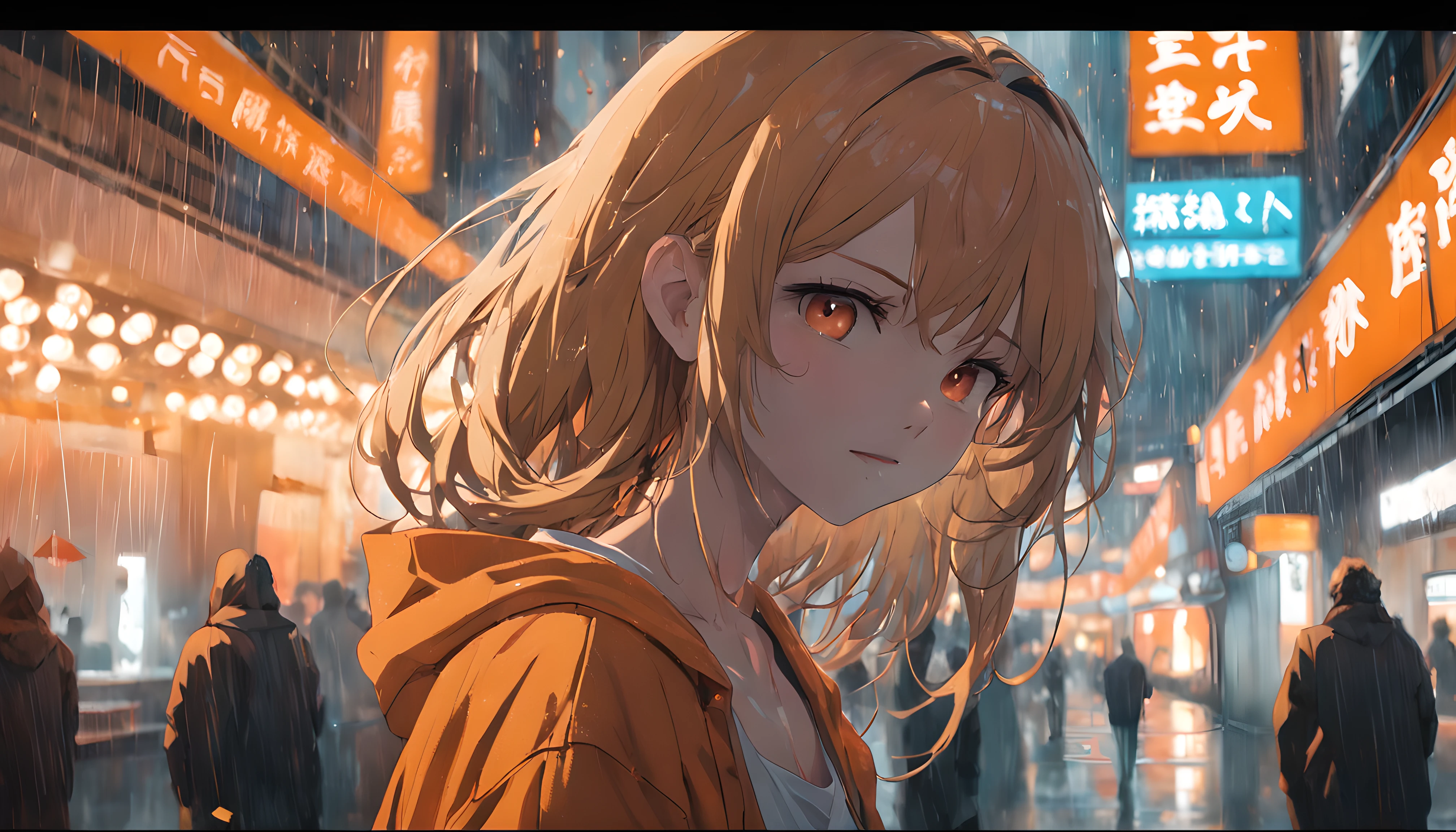 blend exposure, medium shot, bokeh, (hdr:1.4), high contrast, (cinematic, orange and white film), (muted colors, dim colors, soothing tones:1.3),
low saturation, (hyperdetailed:1.2), (noir:0.4), better image quality， tmasterpiece， ultrahigh-resolution， （Fidelity：1.4）， photore， 1 girl，[（Have fun）]，white shirt， dimly lit ， Dark， Smile， Pitying， Pitiful， Cinematic light， 耳Nipple ring， Tear drop， （Torn laundry：1.5）， （Wet clothes：1.4），Exposed bare shoulders，Real rain，Wet hair,..