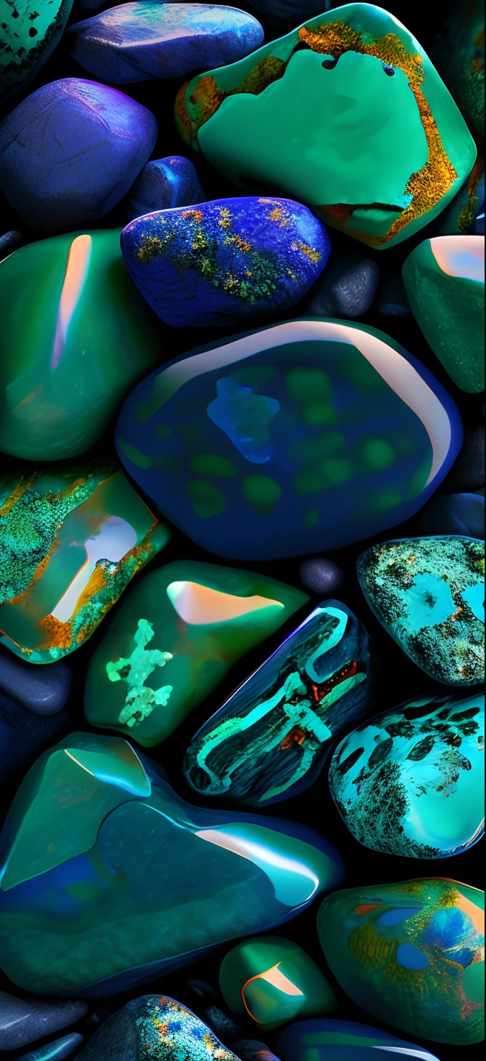 a close up of a bunch of rocks with a black background, rich azure tones, deep azure tones, amoled wallpaper, rich blue colors, blue toned, blue colors, wallpaper mobile, blue hues, shades of blue, blue - green tones, turquoise, blue tones, hd phone wallpaper, blue colours, turqouise, phone wallpaper hd, amazing detail digital art