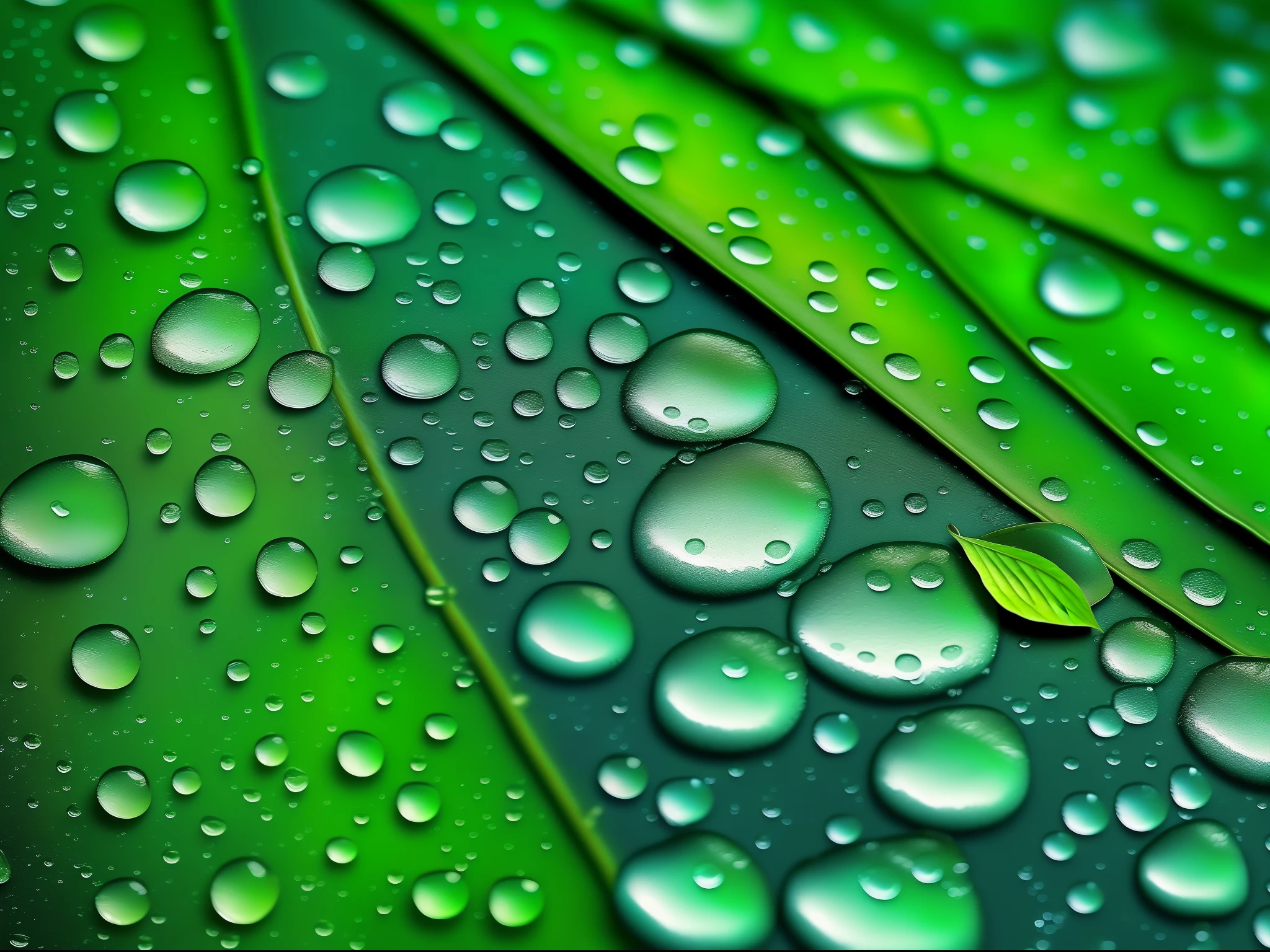 a close up of a leaf with water droplets on it, detailed realistic painting, realistic detailed painting, amazing color photograph, beautiful iphone wallpaper, great digital art with details, droplets, green and blue colors, detailed droplets, dew drops, nature wallpaper, a photorealistic painting, water drops, water droplets, wallpaper mobile, drop of waters