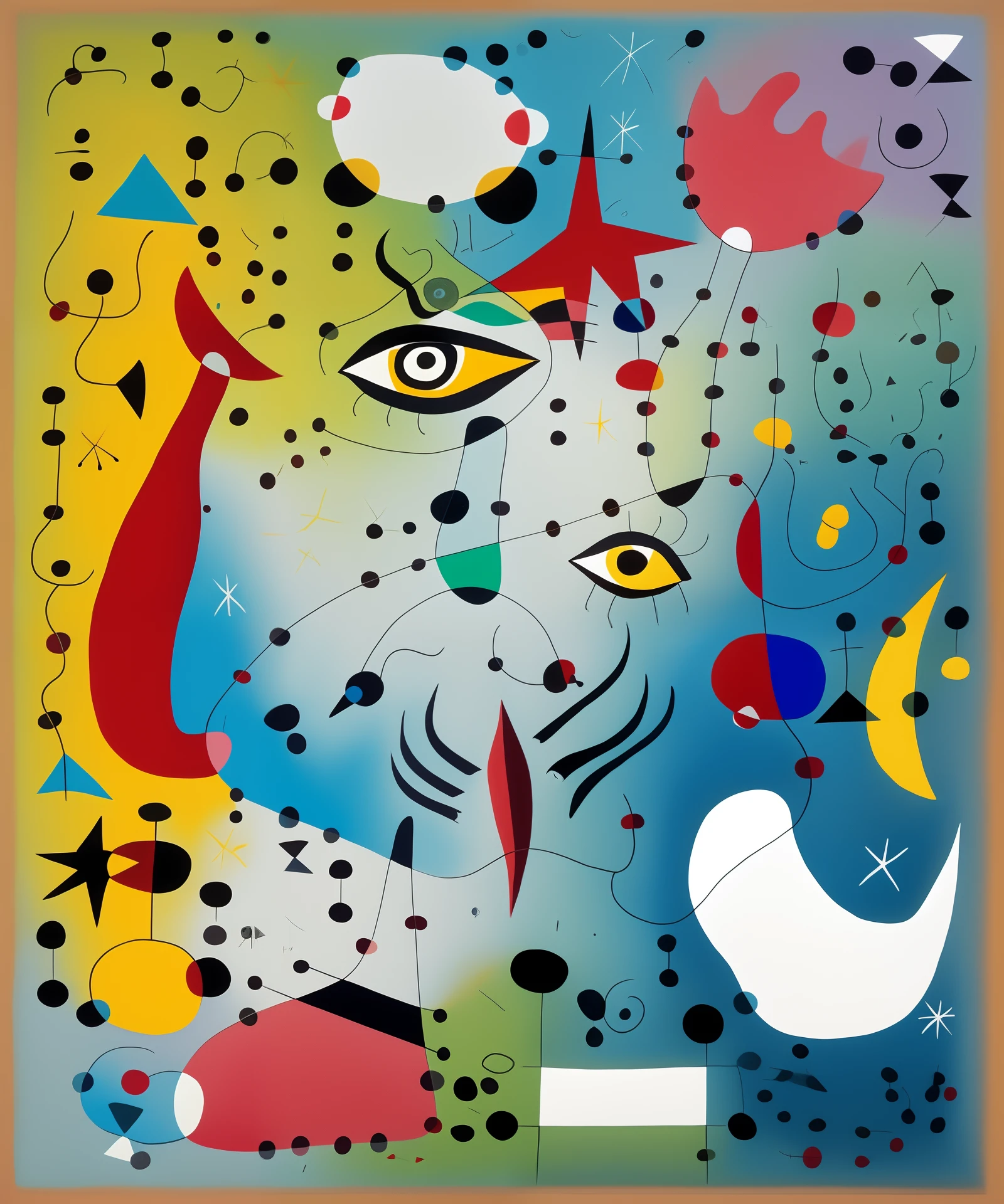 uma pintura de uma pintura com um monte de formas e cores diferentes, AO ESTILO DE JOAN MIRO, inspirado em Joan Miro, inspired by Joan Miro, Directed by: Joan Miro, Miro, Directed by: Joan Miro, juan miro, Surrealista abstrato, Joan Miro e Moebius, inspirado em Pierre Alechinsky, Directed by: Alexander Milne Calder