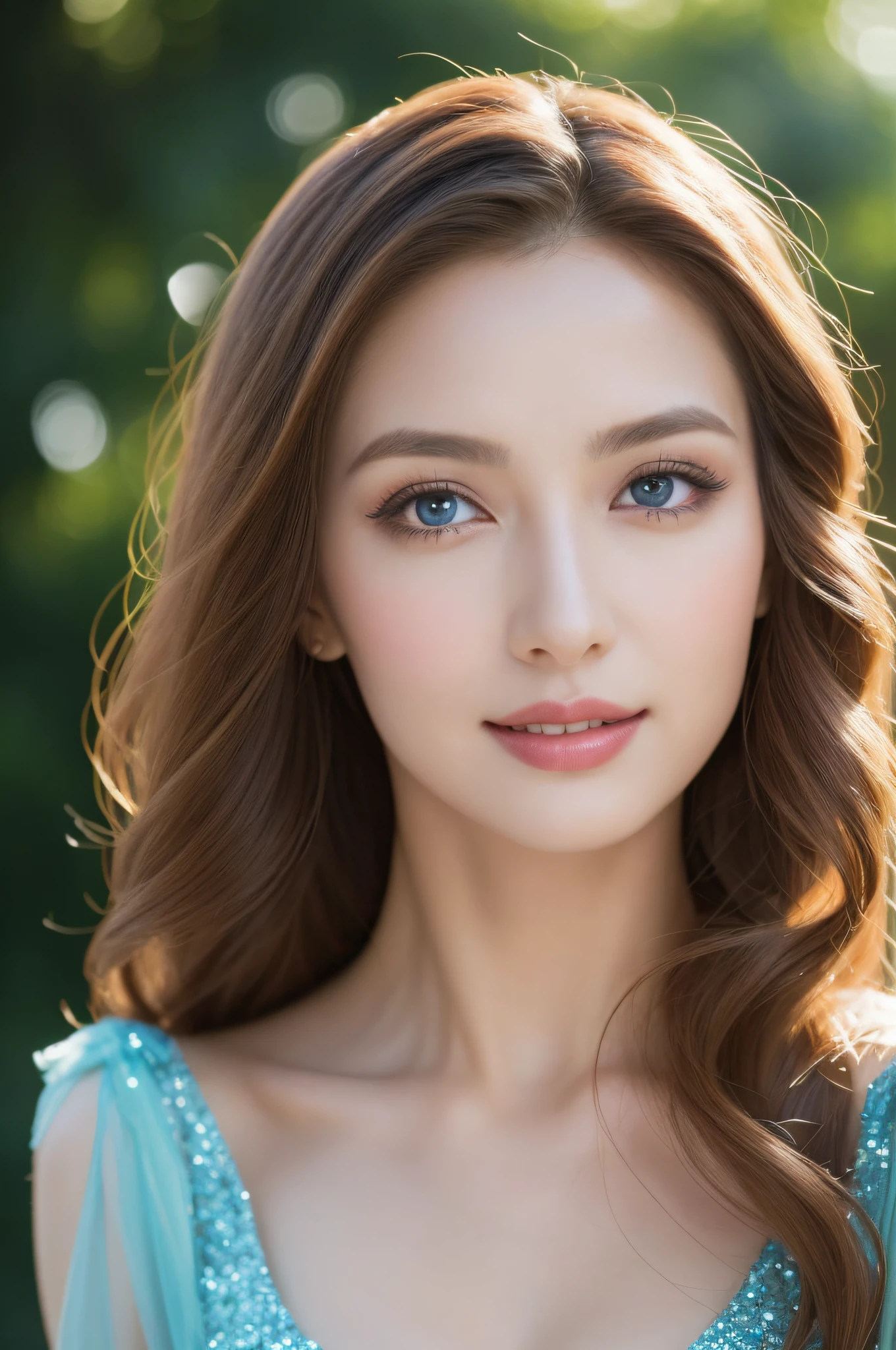 ((Best Quality, 8K, Masterpiece: 1.3)), 1girl, Slim Abs Beauty: 1.3, (Big Breasts: 1.2), there is a woman in a dress sitting on a bed, ethereal fairytale, ethereal fantasy, fantasy photoshoot, beautiful and elegant elf queen, ethereal beauty, of ethereal fantasy, ethereal and dreamy, a beautiful fantasy empress, ((a beautiful fantasy empress)), fantasy, a stunning young ethereal figure, ethereal!!!!!!!, beautiful adult fairy queen, dreamy and ethereal, High detail, Best image quality, surreal, lipsticks, Peerless beauty, long hair curly hair, Exquisite and perfect facial features, Be red in the face, cleavage, sexy body, body stunning figure, perfect body beauty, full body, stylish, slim waist, very detailed facial and skin structure, harmonious facial details, fair skin, Super Fine Face, Delicate Eyes, Smile, big eyes, blue eyeballs, glittery eyes, soulful eyes, pretty eyes, Double eyelid, Get close to the viewer, camera angle, dynamic angle