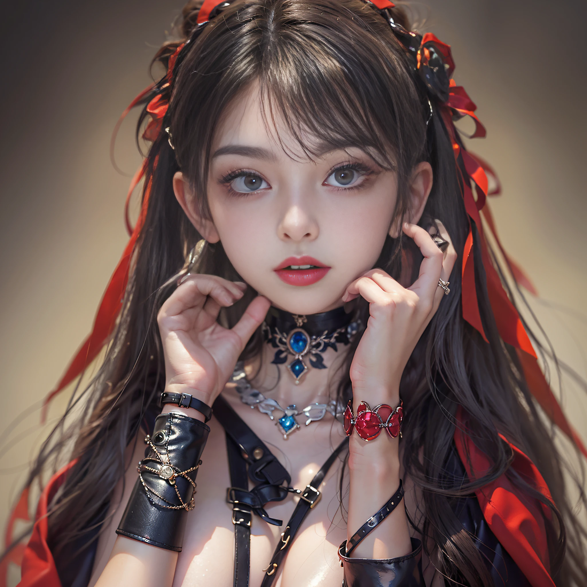 ((​masterpiece:1.4)、(top-quality:1.4)、(reallistic:1.7))、a beauty girl、Super sexy daughter、Super beautiful girl、1girl in、Glossy luxury latex、Luxury Latex Bodysuit、By Luis Royo、age19、Super Ultra Ultra Bikini、beautiful countenance、kawaii faces、Beautiful udder、Beautiful ass、A detailed eye、Draw eyes clearly and beautifully、beautidful eyes、Raw photo、red-lips、Red high heels、a choker、a necklace、耳Nipple Ring、