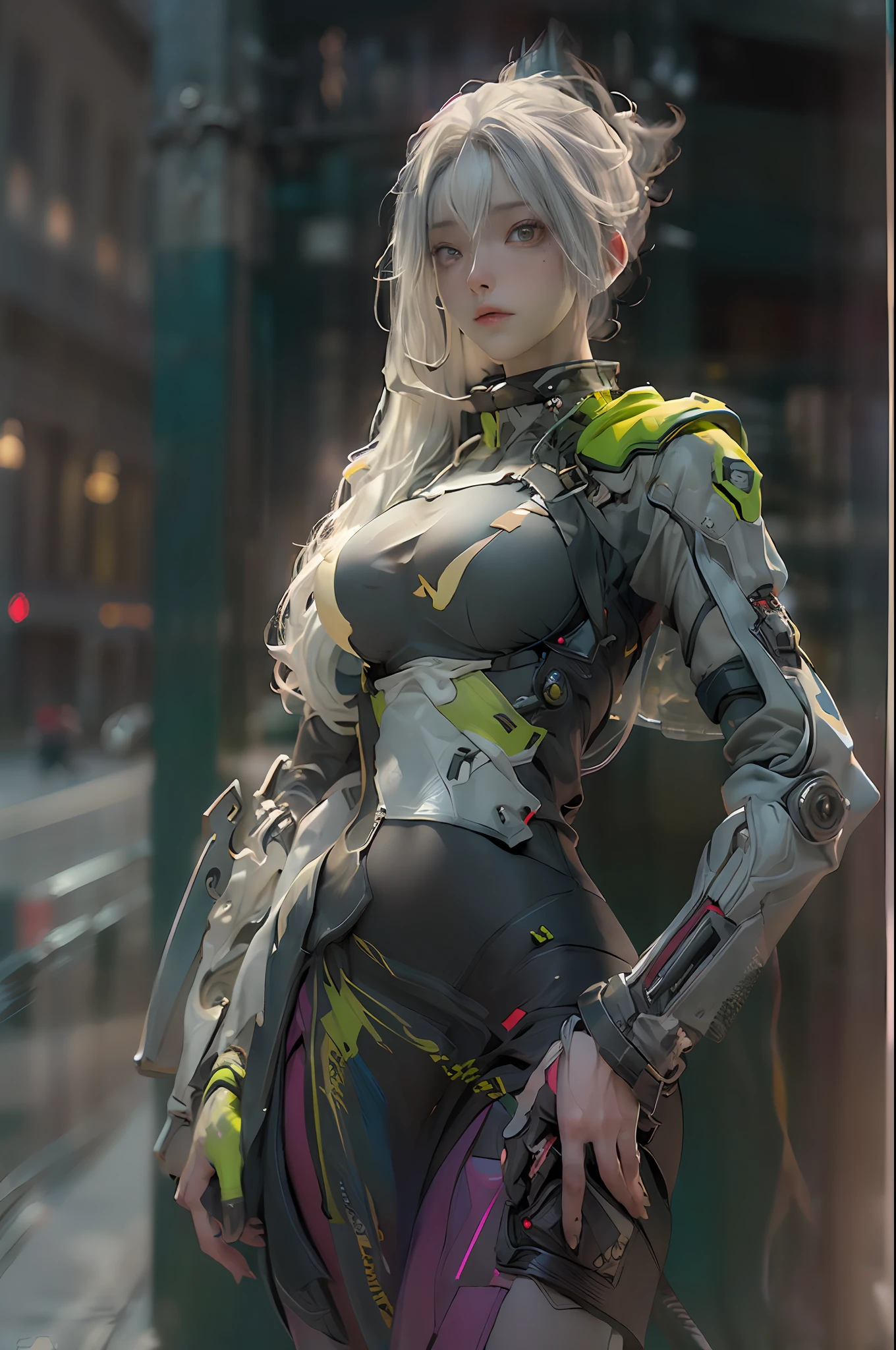 ((Best quality)), ((masterpiece)), (detailed:1.4), 3D, an image of a beautiful cyberpunk female,HDR (High Dynamic Range),Ray Tracing,NVIDIA RTX,Super-Resolution,Unreal 5,Subsurface scattering,PBR Texturing,Post-processing,Anisotropic Filtering,Depth-of-field,Maximum clarity and sharpness,Multi-layered textures,Albedo and Specular maps,Surface shading,Accurate simulation of light-material interaction,Perfect proportions,Octane Render,Two-tone lighting,Wide aperture,Low ISO,White balance,Rule of thirds,8K RAW,