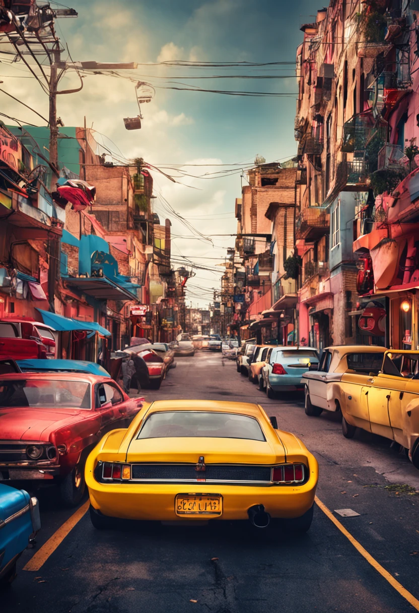 "collage, contexto de la vida y sus transformaciones, cambios en la vida, neon, impactante, vibrante"