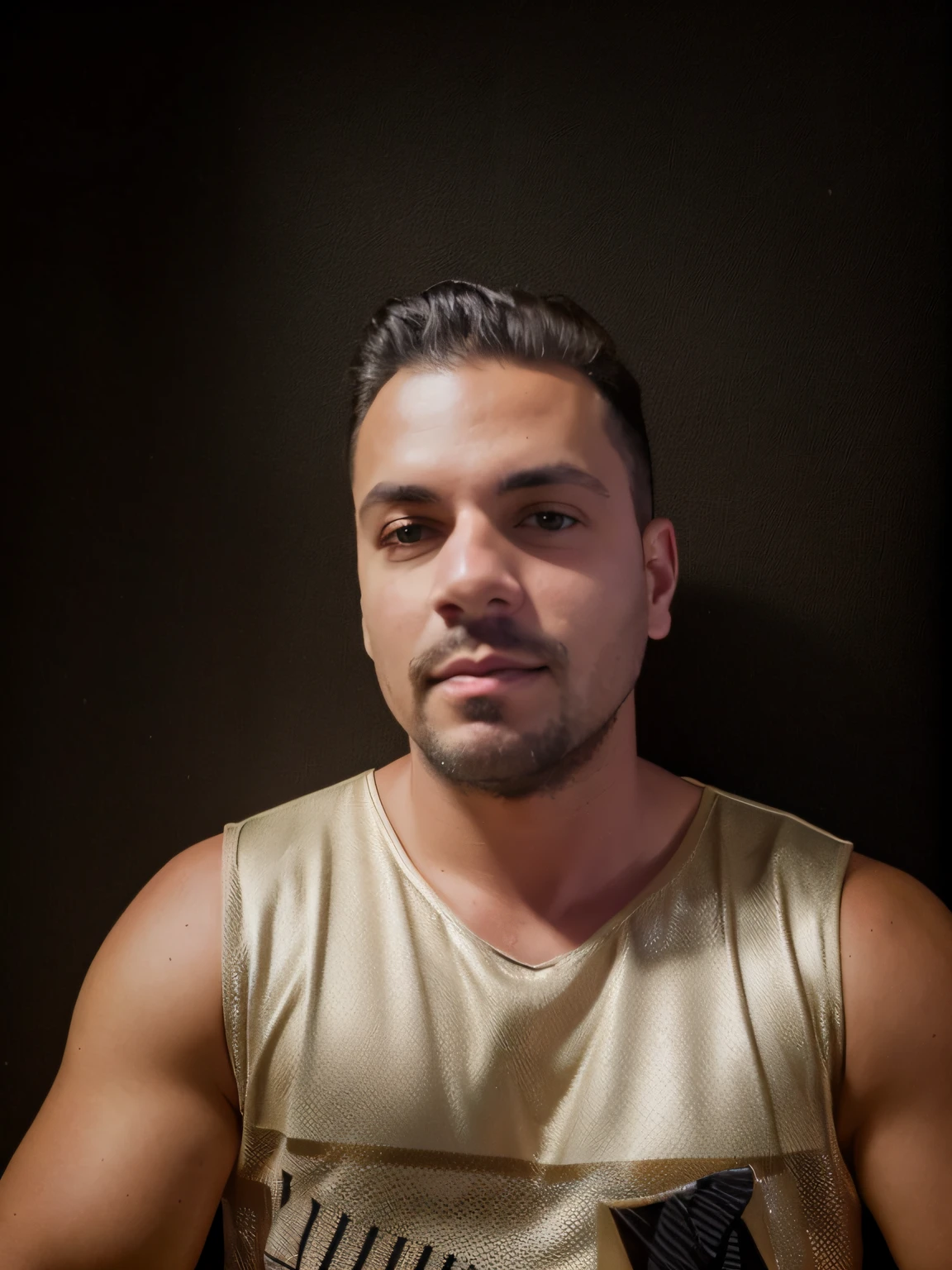 (masterpiece, intricately detailed, highest resolution, best quality:1.2), (doujin), a cocky instagram influencer, a 36 y.o muscle dom with a muscular physique sitting on a chair with blue eyes,ntattoo, ((neckline_tattoo)), dark-skinned male, clean shaven, wearing a ((open jacket, big chains, chav, armbands)), ((excessive cum)) ((cum on body)) (cum drip), flaccid penis,saggy balls,hairy chest,vascular,muscle striations,soft light,fantastic realism, colth, hdsrmr