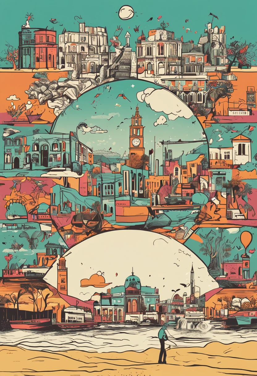 collage, ciclo de la vida humana y etapas, cambios en la vida humana, impactante, vibrante