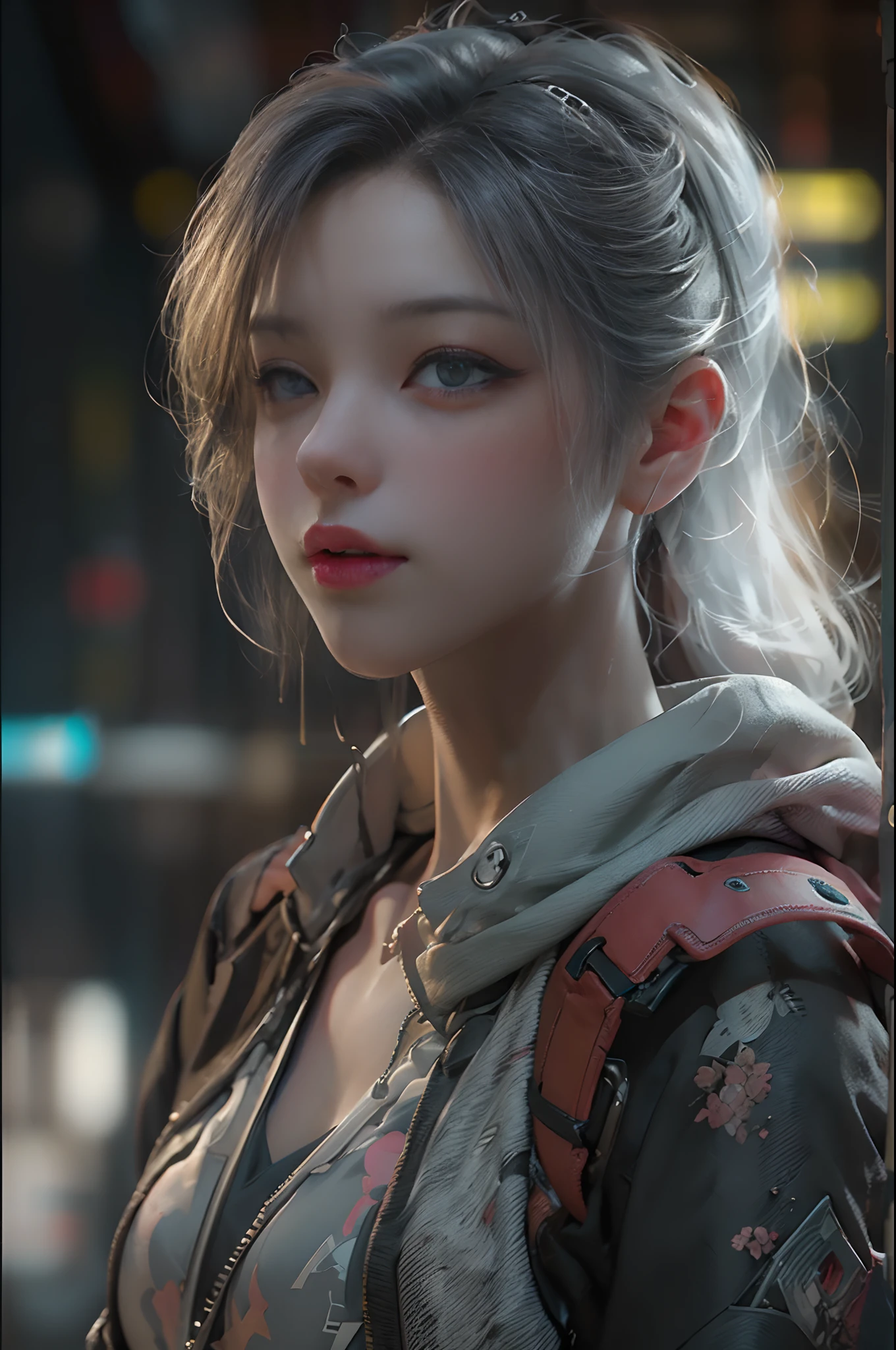 ((Best quality)), ((masterpiece)), (detailed:1.4), 3D, an image of a beautiful cyberpunk female,HDR (High Dynamic Range),Ray Tracing,NVIDIA RTX,Super-Resolution,Unreal 5,Subsurface scattering,PBR Texturing,Post-processing,Anisotropic Filtering,Depth-of-field,Maximum clarity and sharpness,Multi-layered textures,Albedo and Specular maps,Surface shading,Accurate simulation of light-material interaction,Perfect proportions,Octane Render,Two-tone lighting,Wide aperture,Low ISO,White balance,Rule of thirds,8K RAW,