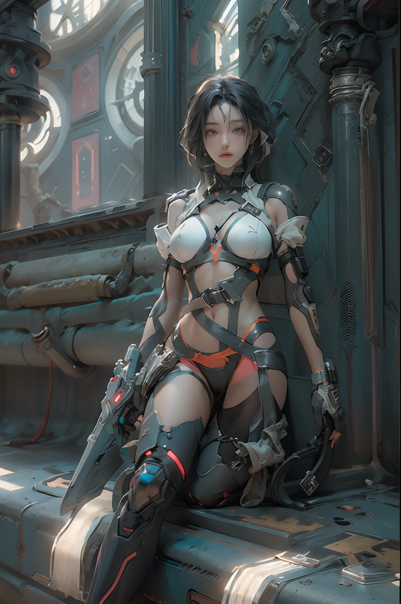 ((Best quality)), ((masterpiece)), (detailed:1.4), 3D, an image of a beautiful cyberpunk female,HDR (High Dynamic Range),Ray Tracing,NVIDIA RTX,Super-Resolution,Unreal 5,Subsurface scattering,PBR Texturing,Post-processing,Anisotropic Filtering,Depth-of-field,Maximum clarity and sharpness,Multi-layered textures,Albedo and Specular maps,Surface shading,Accurate simulation of light-material interaction,Perfect proportions,Octane Render,Two-tone lighting,Wide aperture,Low ISO,White balance,Rule of thirds,8K RAW,