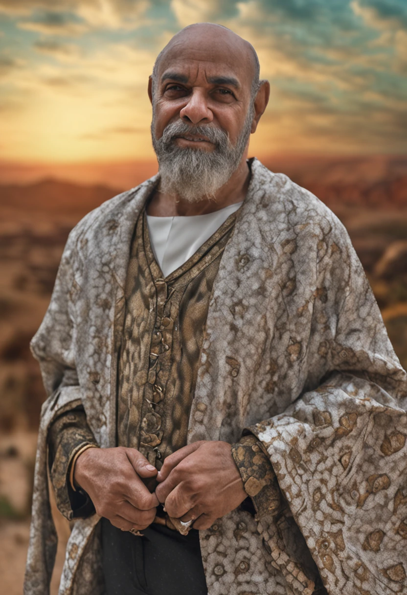 Apostolo Paulo olhando para a tela, roupa longa, religioso, hiper realista