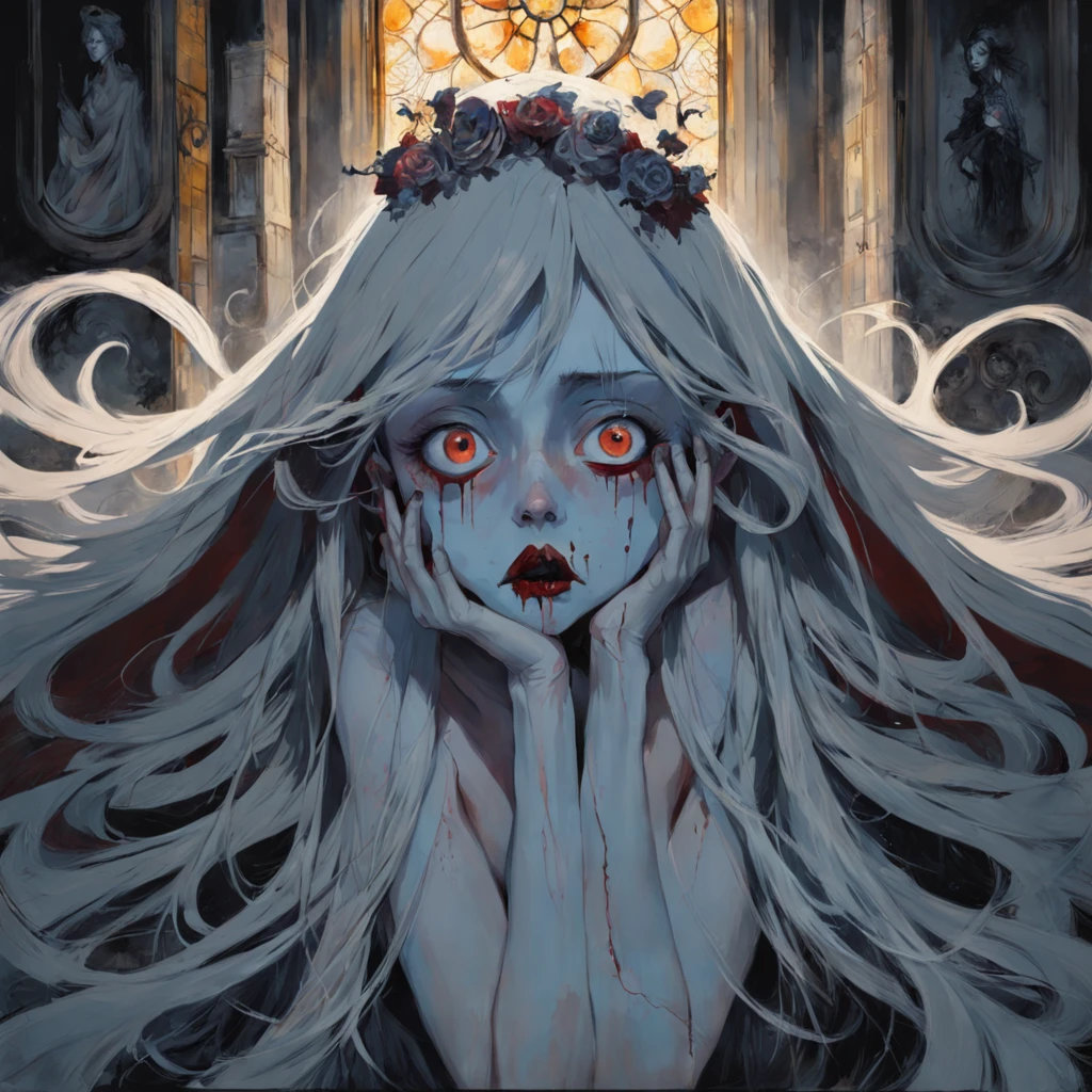 There is ugliness in beauty, But there is also beauty in ugliness. depression. In the style of Adrian Ghenie, Esao Andrews, Jenny Saville, Edward Hopper, surrealism, Dark Art par James Jean, Takato Yamamoto, Minimalisme inkpunk. Dans le style Tim Burton. Dans le style Corpse Bride. Dans le style Addams Family.