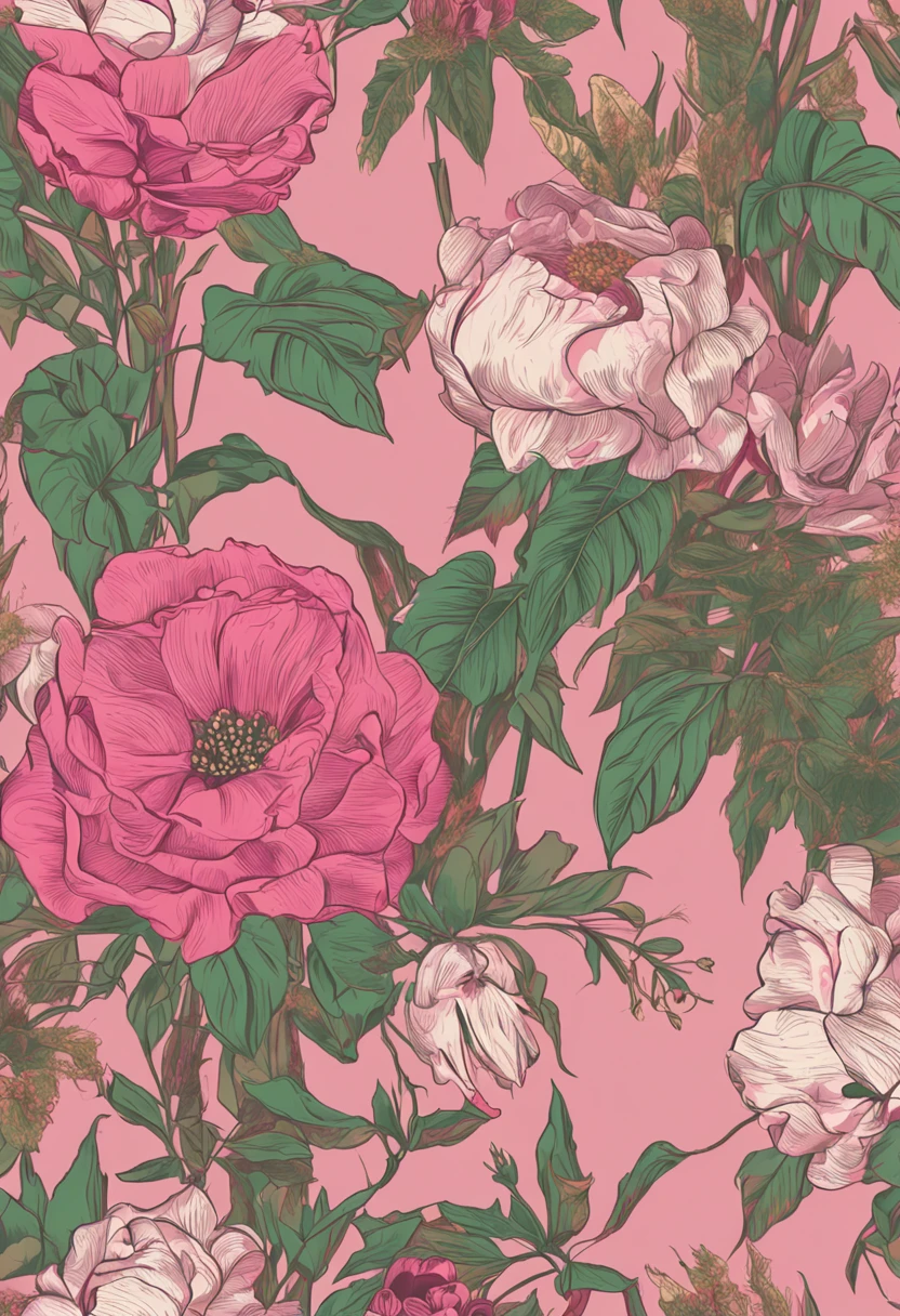 floral wallpaper pink