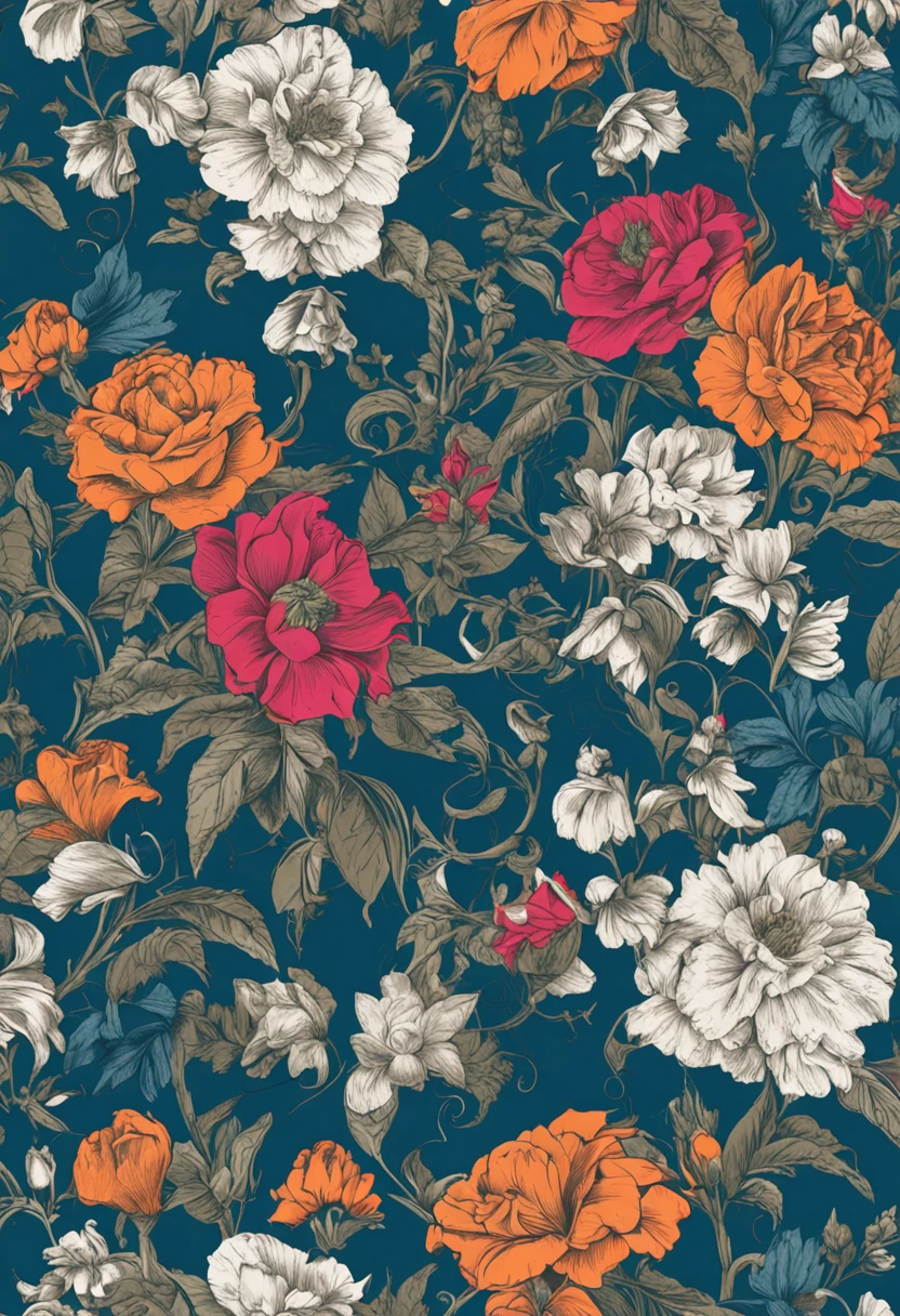 floral wallpaper blue