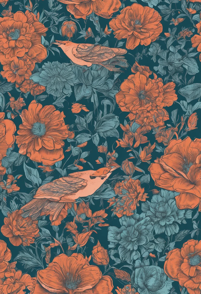 floral wallpaper blue