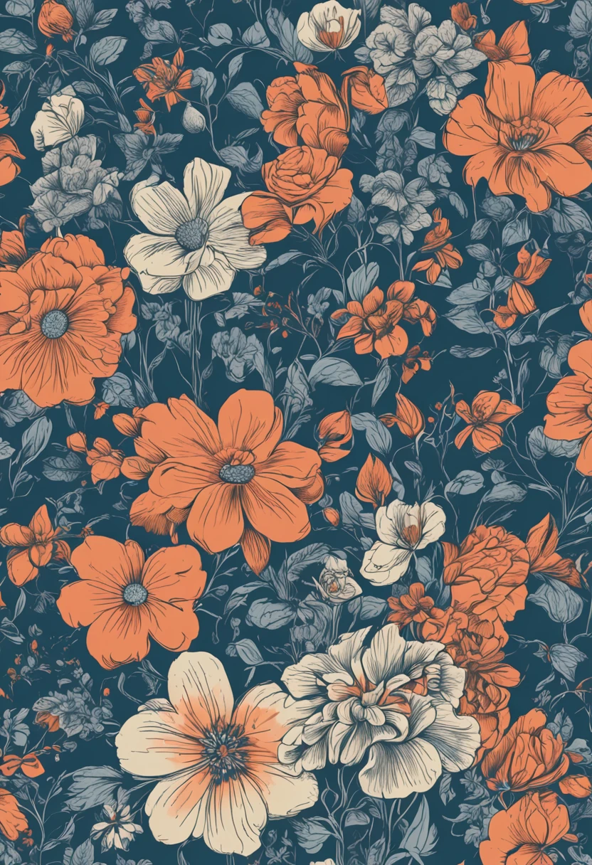 floral wallpaper blue