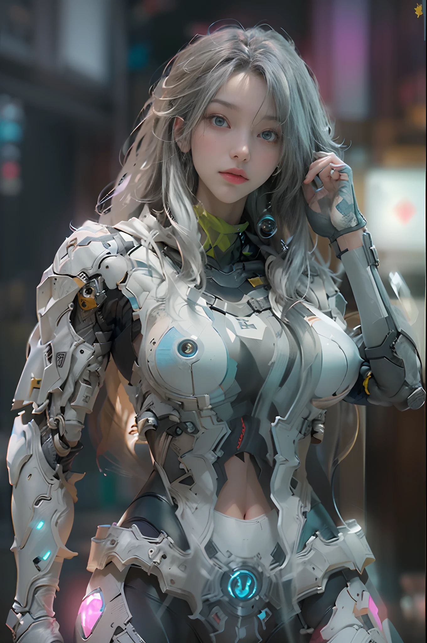 ((Best quality)), ((masterpiece)), (detailed:1.4), 3D, an image of a beautiful cyberpunk female,HDR (High Dynamic Range),Ray Tracing,NVIDIA RTX,Super-Resolution,Unreal 5,Subsurface scattering,PBR Texturing,Post-processing,Anisotropic Filtering,Depth-of-field,Maximum clarity and sharpness,Multi-layered textures,Albedo and Specular maps,Surface shading,Accurate simulation of light-material interaction,Perfect proportions,Octane Render,Two-tone lighting,Wide aperture,Low ISO,White balance,Rule of thirds,8K RAW,
