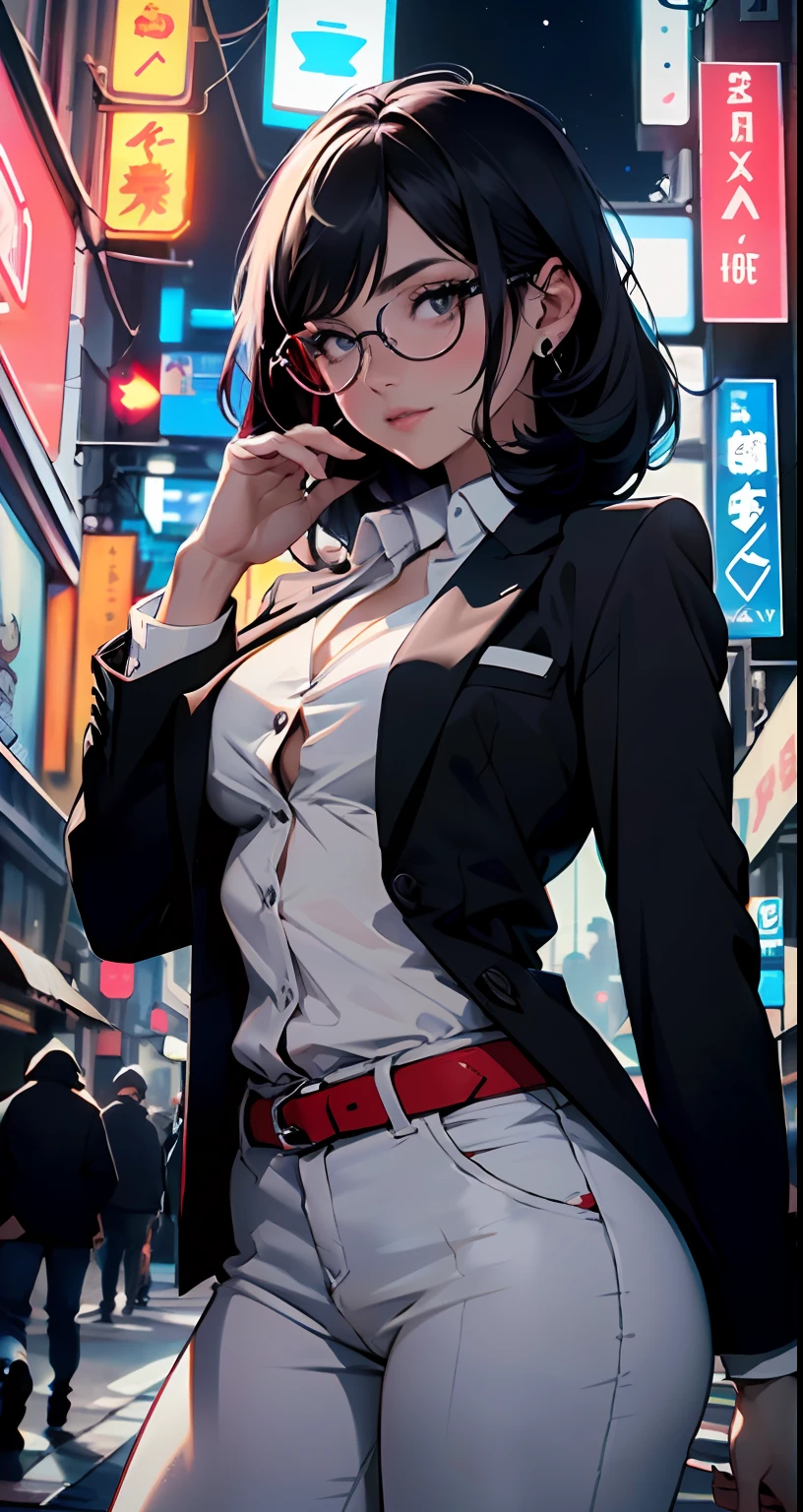 Cute ,(((1girl))),((Chica de anime con cabello negro extremadamente lindo y hermoso caminando seductoramente por la calle)),
(senos grandes:1.4),(((cabello negro:1.35,colored inner hair,ear breathing,Cabello grande,Corte de pelo))),((ojos verdes,ojos perfectos,Ojos volteados hacia arriba:1.3,hermosos ojos detallados,Hermosos ojos finamente detallados:1,Gran punto culminante en los ojos:1.2,ojos rasgados)),((gordo)),((Piel lustrosa:1.5,piel brillante: 1.5,piel bronceada,piel brillante,piel muy brillante,cuerpo brillante,plastic glitter skin,piel brillante exagerada))),(spider lower abdomen,cintura estrecha,cadera ancha,atletic body,piernas infladas,Dedos delicados y detallados,Cuerpo detallado,Armas detalladas,manos humanas,(Cara detallada)),
Lindo,guarra,seductor,erotic,(((NSFW))),
((((gafas)))),(((Vestido con blazer formal blanco,Pantalones formales negros,))),(((Enorme escote))),(Traje detallado,Ropa detallada),
(dynamic pose:1.0),Enfoque en solitario,avergonzado,centrado,Escala para ajustarse a las dimensiones,Regla de los tercios,
al aire libre,((Vista nocturna)),(Very nice city neon synthesizer,cyberpunk night street Antecedentes:1.5,cielo oscuro,nubes espesas),Future vehicles,((Neon lights)),nubes espesas,(Estilo cyberpunk,Neon lights, (Fondo del tema synthwave), Calle solitaria),(((Antecedentes detallados:1.25))),
(La mejor calidad),(High resolution),(foco nítido),(Ultra detallado),(extremadamente detallado),(Ilustraciones de muy alta calidad),8k_papel tapiz,(CG 8k extremadamente detallado),(muy fino 8K CG),((Hyper super ultra detallado pieza perfecta)),impecable,(((Obra maestra))),illustration,colores vibrantes,(intrincado),alto contraste,Selective lighting,Doubleexposure,HDR (High Dymanic Range),Post-procesamiento,Desenfoque de fondo,