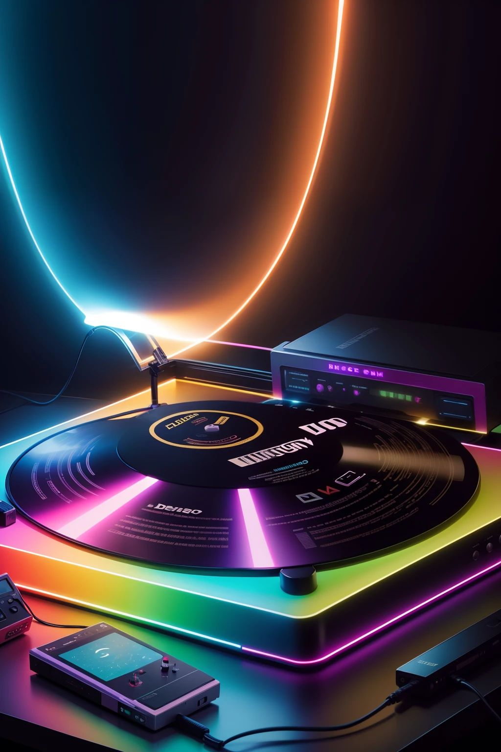 DISCO DE VINIL , WALKMAN, DISCOTEQUE, GLOBO ILUMINADO
