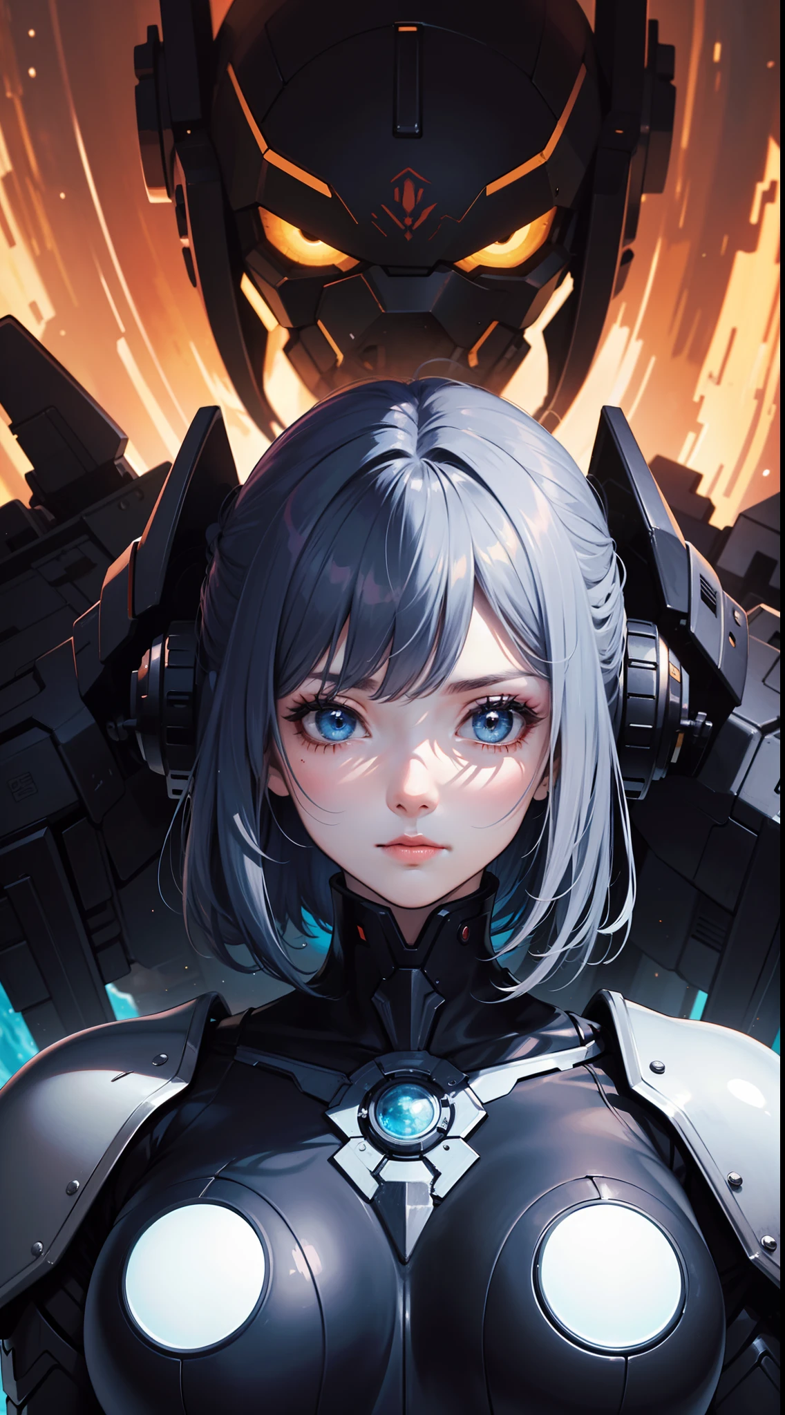 (close up on the girl:1.5),（Game of Armer core：1.8），1 woman stands in front of a huge mecha, 1 woman (exquisite face, watery big eyes, heroic spirit, science fiction, leather clothing, warriors, complex clothing, bright colors), mecha, machinery, war, future, science fiction, romanticism, master color matching, sunshine, (Tindall phenomenon: 1.8),  shitu-mecha,  shitu-mecha,  shitu-mecha,  shitu-mecha,  shitu-mecha,  meshanyaogaoda, mecha, strong wind, movie visuals, science fiction, clarity, master color matching, master lighting, master composition, movie composition
(Masterpiece), best, 8k wallpaper, illustrations, high-definition image quality, full of storytelling, complex backgrounds, Chinese style, exaggerated styling, exquisite details, rich visual effects, bright colors, layered highlights, shadows and details, as well as cinematic quality, exquisite and complex, master works, official works, master lighting, movie composition, movie lighting, master composition, master color scheme, 16K, ultra clear, Wallpaper,

 Anime Mechanical Magic Style-rustmagic Colorful style-paintmagic Flowing water realcumAI beauty reality ulzzang-6500-v1.1 Nuclear Explosion EMB-NUKE2 Magic Style-SylvaMagic