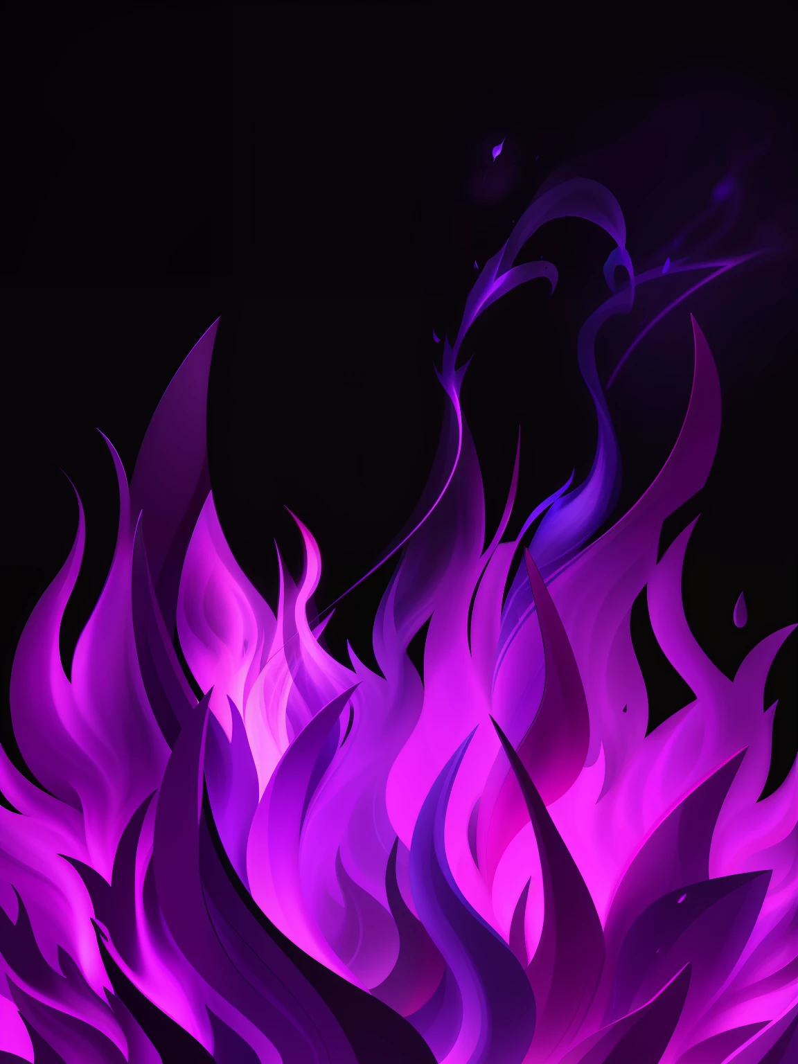 Cold purple flame on black background, Digital Art, Bezlin, detailing, violet, black,