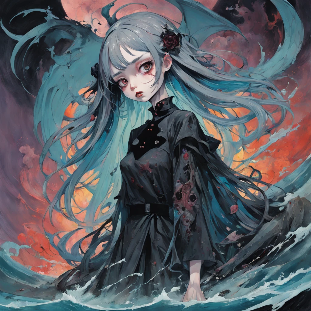 There is ugliness in beauty, But there is also beauty in ugliness. In the style of Adrian Ghenie, Esao Andrews, Jenny Saville, Edward Hopper, surrealism, Dark Art par James Jean, Takato Yamamoto, Minimalisme inkpunk. Tim Burton. Corpse Bride. Addams Family. SFW