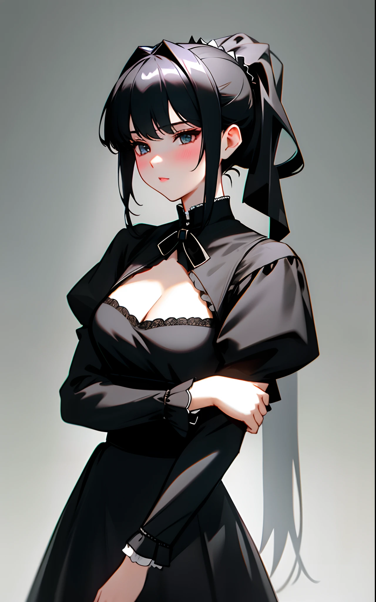 Black double ponytail,slenderness,19-year-old sister,Wearing ta,photorealestic,photograph realistic,best qualtiy,tmasterpiece,Extremely refined and beautiful,extremely detaile,CG,8K,Amazing Cleavage,finely detailled,tmasterpiece,Best quality at best,extremely detailed CG unity 8k wal