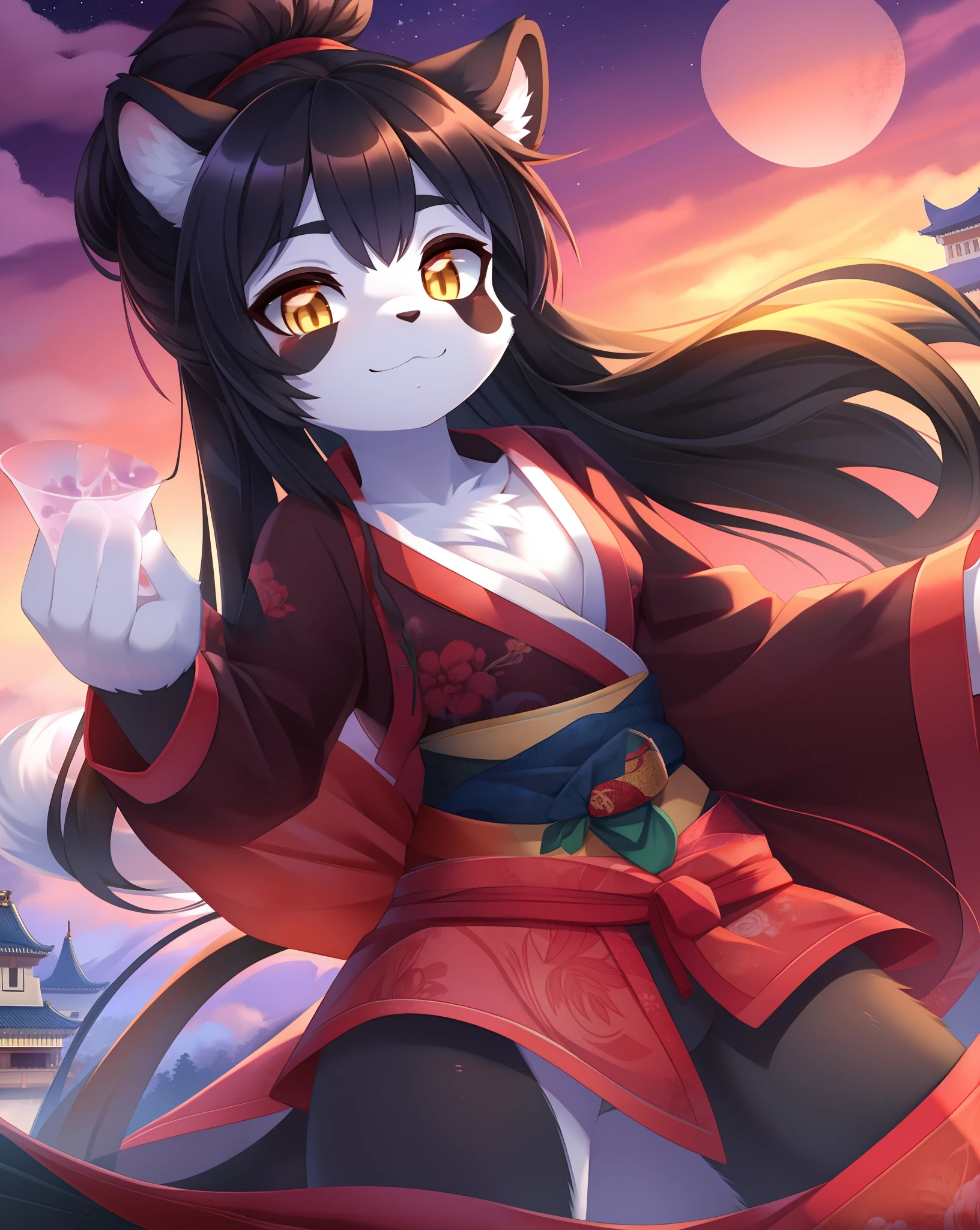 Kimono, sake cup,