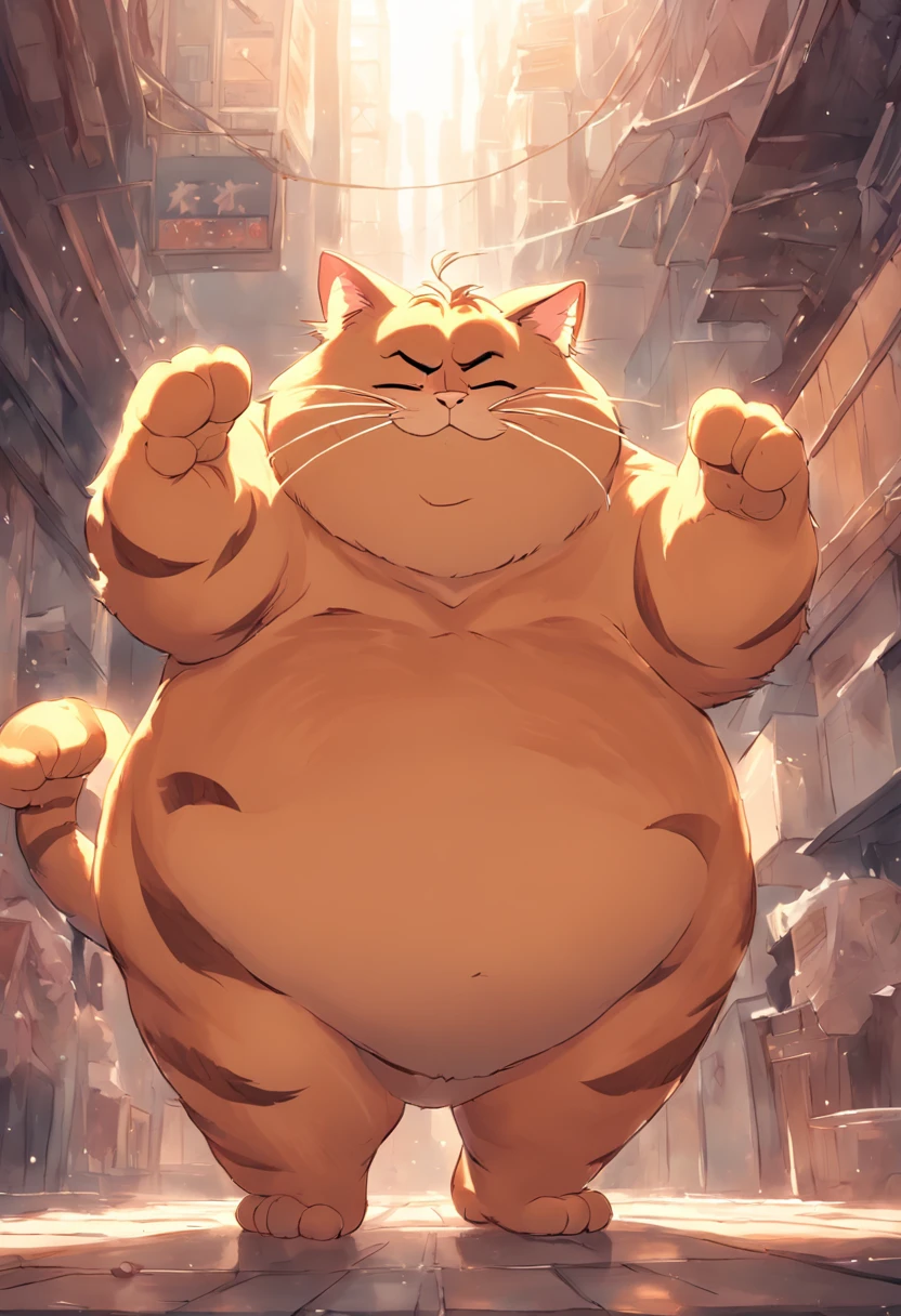 fat anthro garfield cat showing off his giant fat sweaty ass and paws