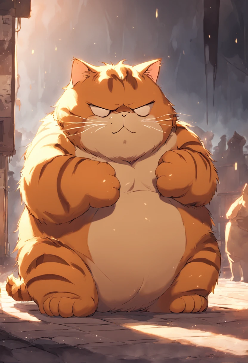 fat anthro garfield cat showing off his giant fat sweaty ass and paws