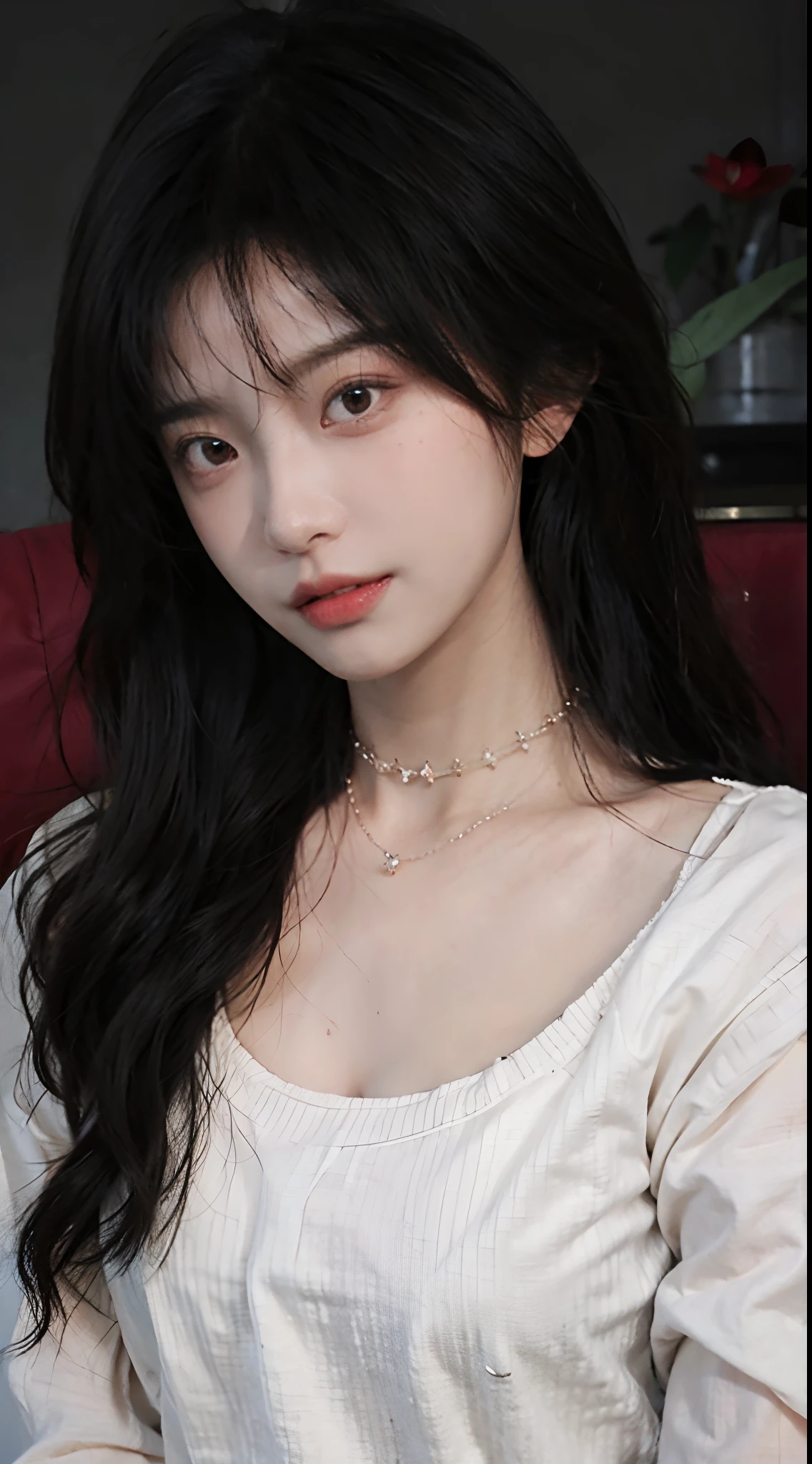 best qualtiy， 超高分辨率， （realisticlying：1.4），cute hairpin，Baoyu Girl，Stand in the wedding hall，Wearing a white wedding dress，（flatchest：1.2） ，A pair of clear and moving peach blossom eyes,Royal Sister，sunshine on face，Big wavy hairstyle，（choker necklace：1.2），（Fair skin：1.4），a sense of atmosphere，a beauty girl， ssmile，head straight-looking at viewer， closeup cleavage ，(Photorealistic:1.4),1girll,Sexy,(Upper body:1.4),(Wet body),(:1.2)