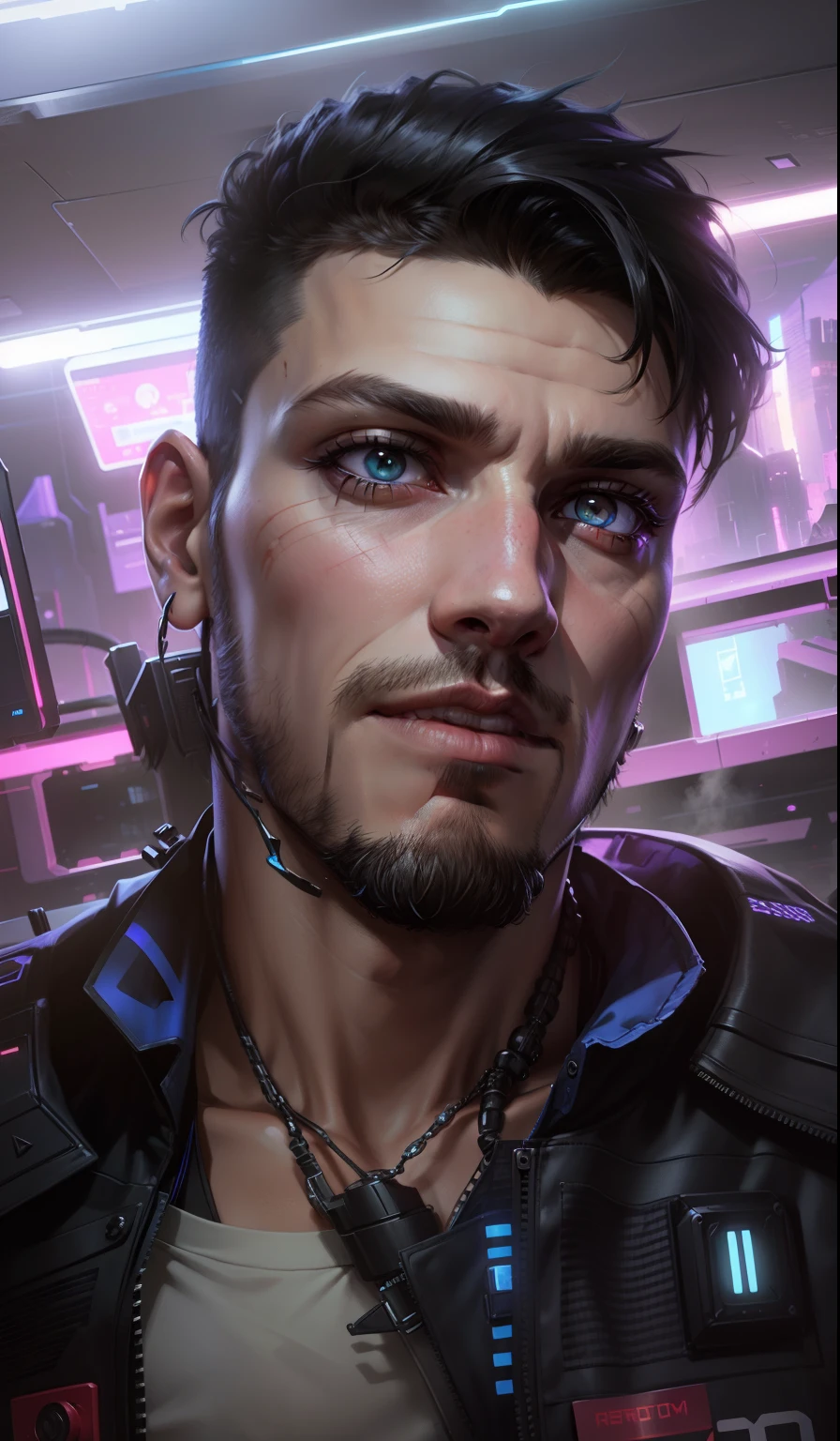 Change background cyberpunk hansome boy, realistic face, 8k, ultra realistic,