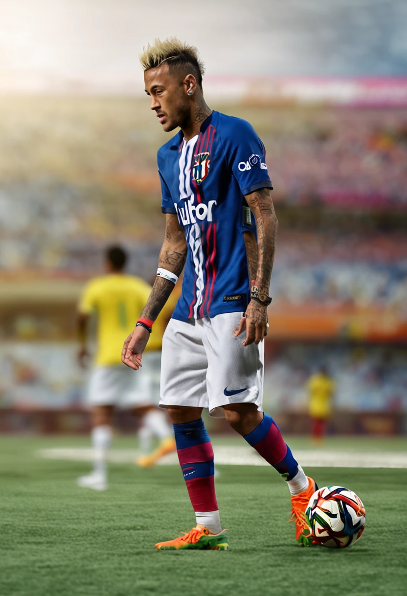 Neymar ( com tatuagem ) vestindo a camisa do esporte clube Bahia (time da bahia-Brasil) in high resolution