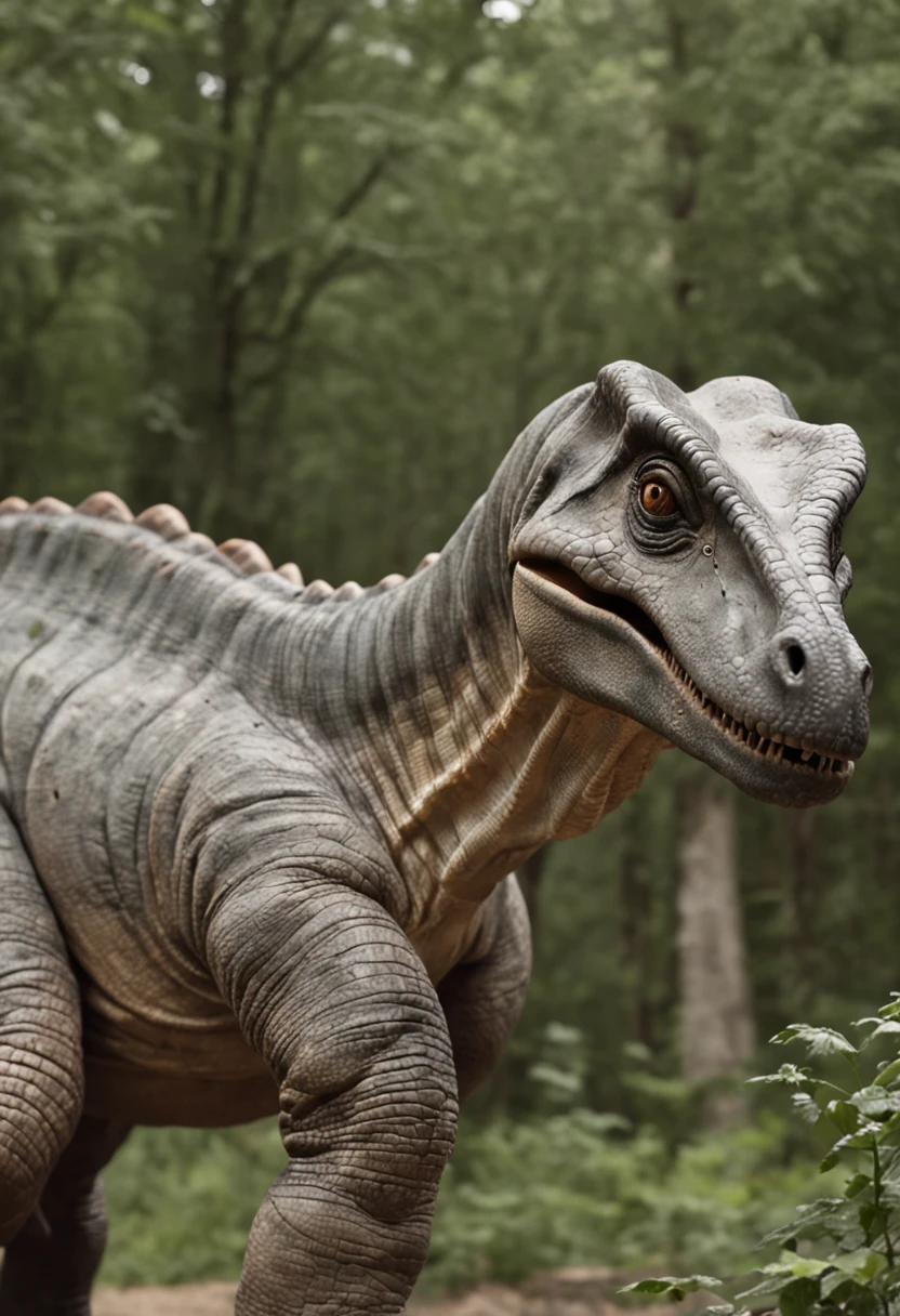 "a majestic dinosaur roaming in a picturesque valley"