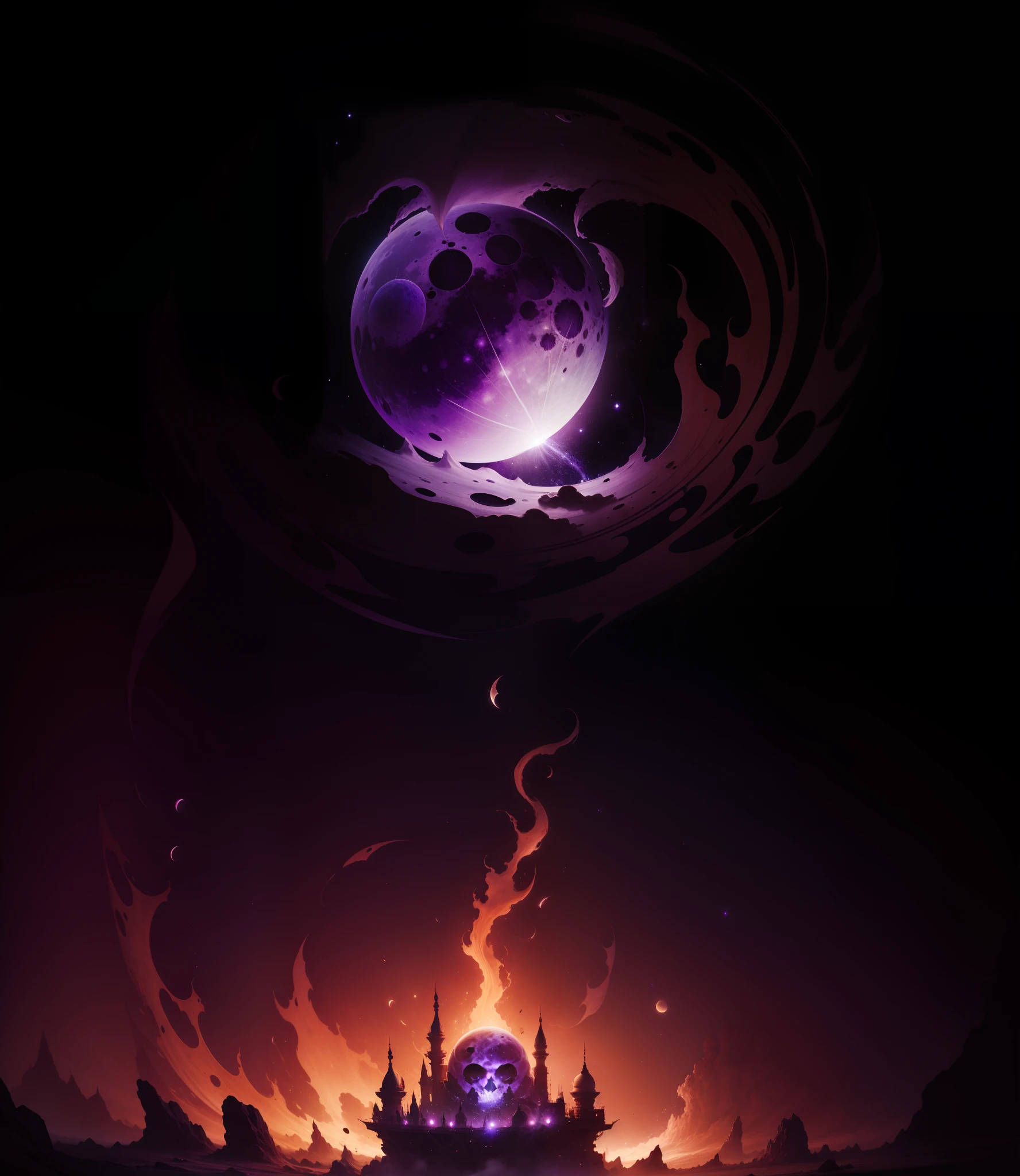 purple moon in space