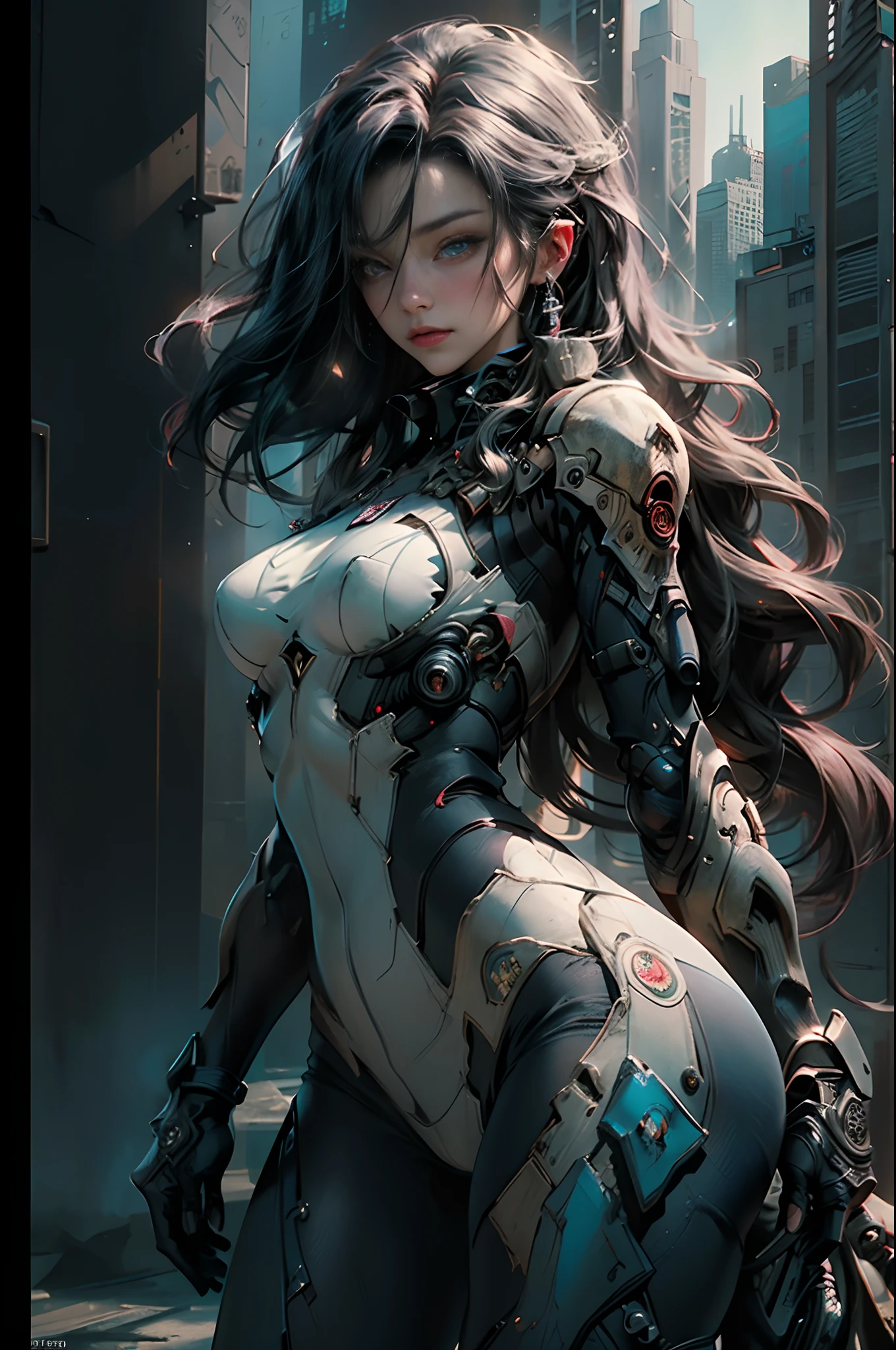 Beautiful cybernetic girl looking at the camera in underwear detailed muscles realistic masterpieces dynamic poses