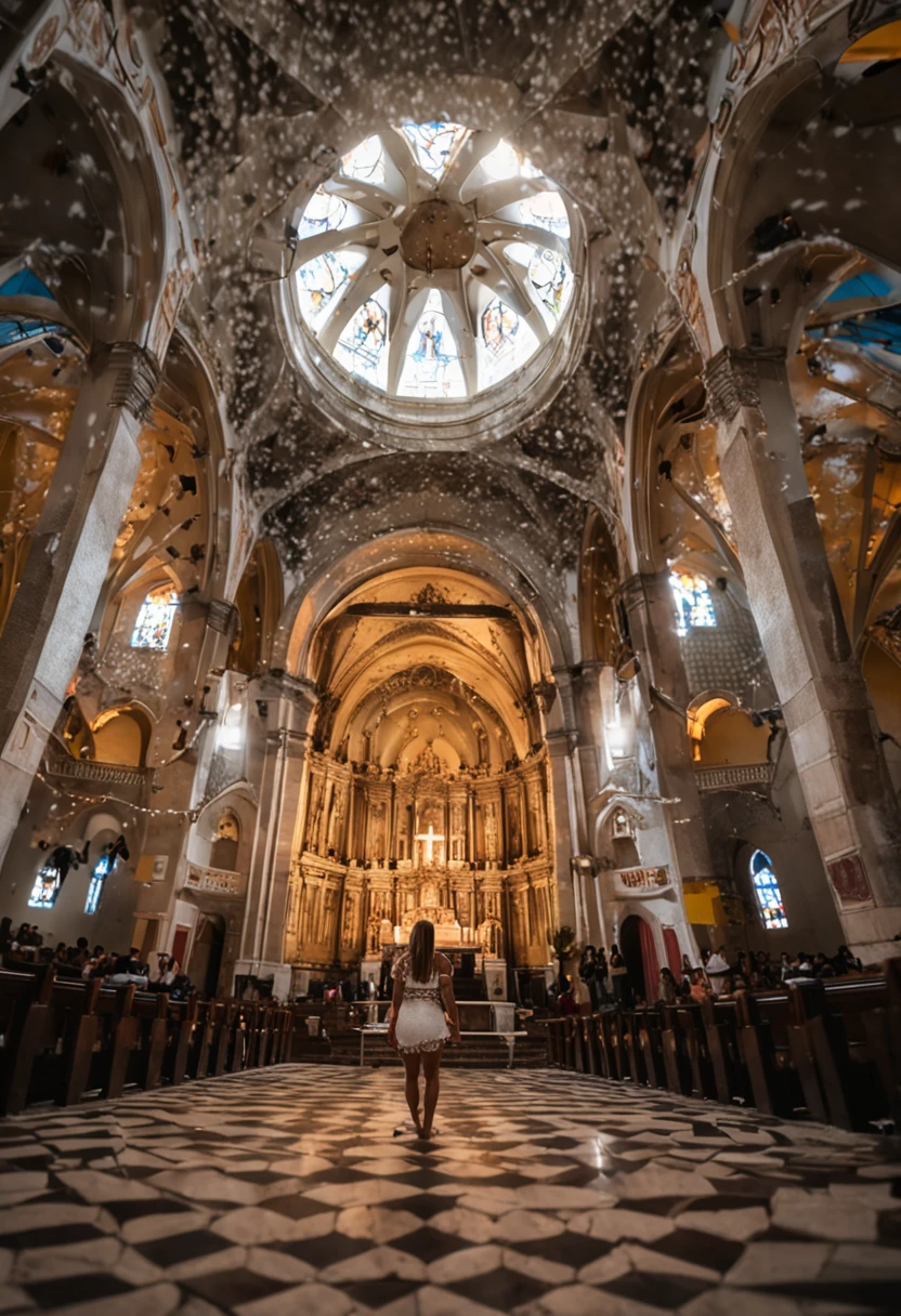 mulher idosa em uma igreja antiga dos tempos de cristo