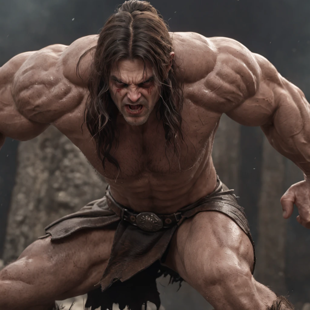 (professional 3d render:1.3) af (Realistic:1.3) most beautiful artwork photo in the world，Features soft and shiny male heroes, ((Epic hero fantasy muscle man rough wet hero angry look long hair short beard and ferocious expression in dynamic pose, Fantastic location, Majestic cluttered environment)), full body 8k unity render, action  shot, skin pore, very dark lighting, heavyshading, Detailed, Detailed face, (vibrant, photograph realistic, Realistic, Dramatic, Dark, Sharp focus, 8K), (Old leather garments damaged by weathering:1.4), ((((Wear fur)))), (Intricate:1.4), decadent, (Highly detailed:1.4), Digital painting, rendering by octane, art  stations, concept-art, smooth, Sharp focus, illustration, Art germ, (loish:0.23), wlop ilya kuvshinov, and greg rutkowski and alphonse mucha gracias, (Global illumination, Studio light, volumettic light), heavy rain, particles floating, lotr, fantasy, elf, full bodyesbian, ((Dark and ancient city background:1.3)),CGSesociety,art  stations