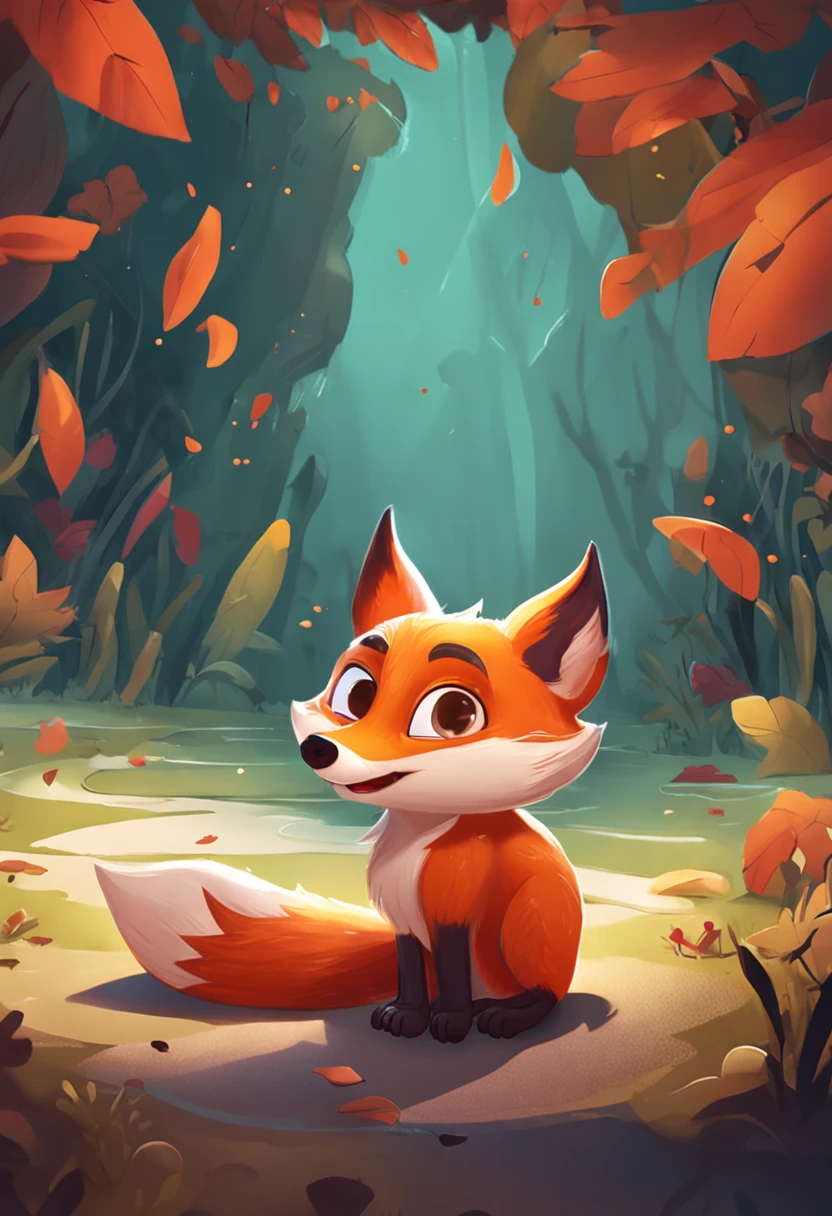 create a cartoon of a cute fox