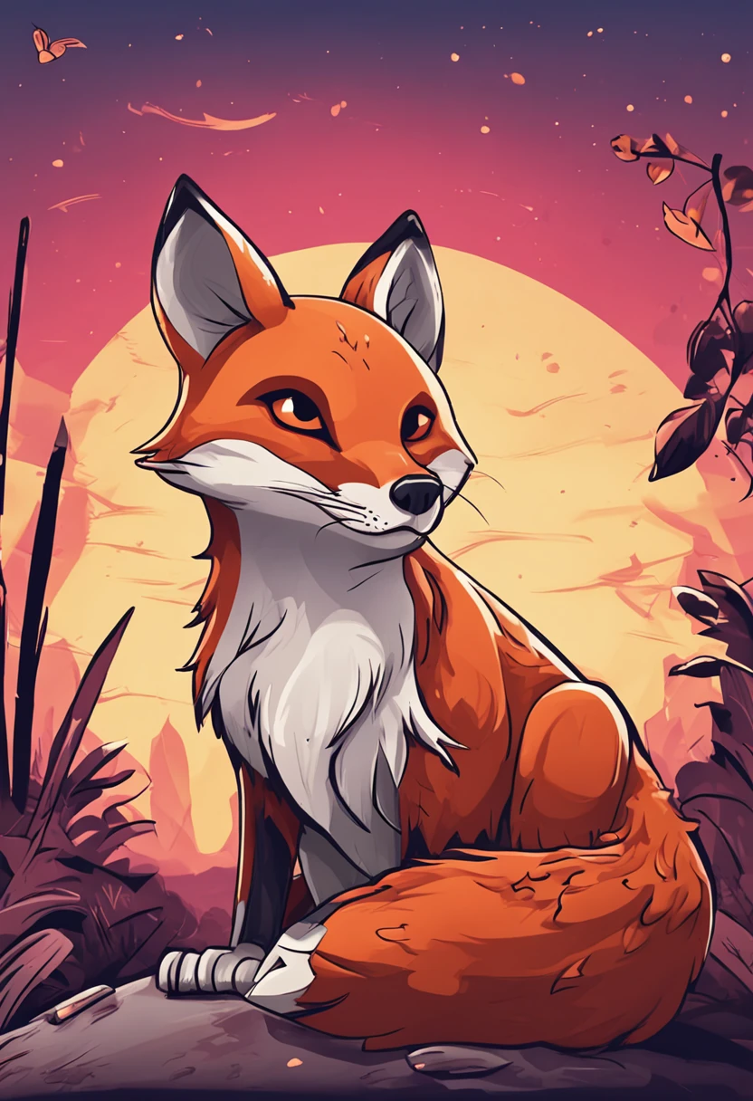 create a cartoon of a cute fox