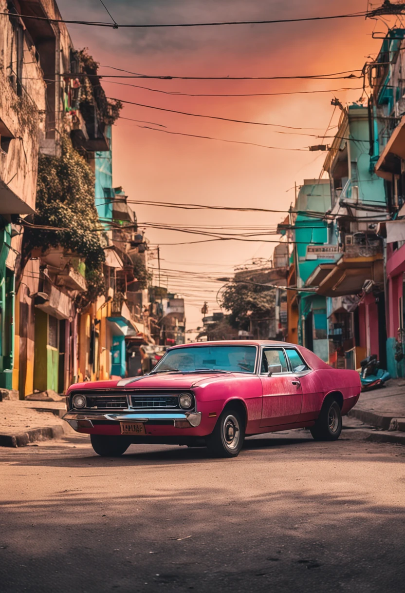 carros passando em uma rua estes carros tem bandeiras brancas penduradas nas portas ao fundo aparece uma cidade