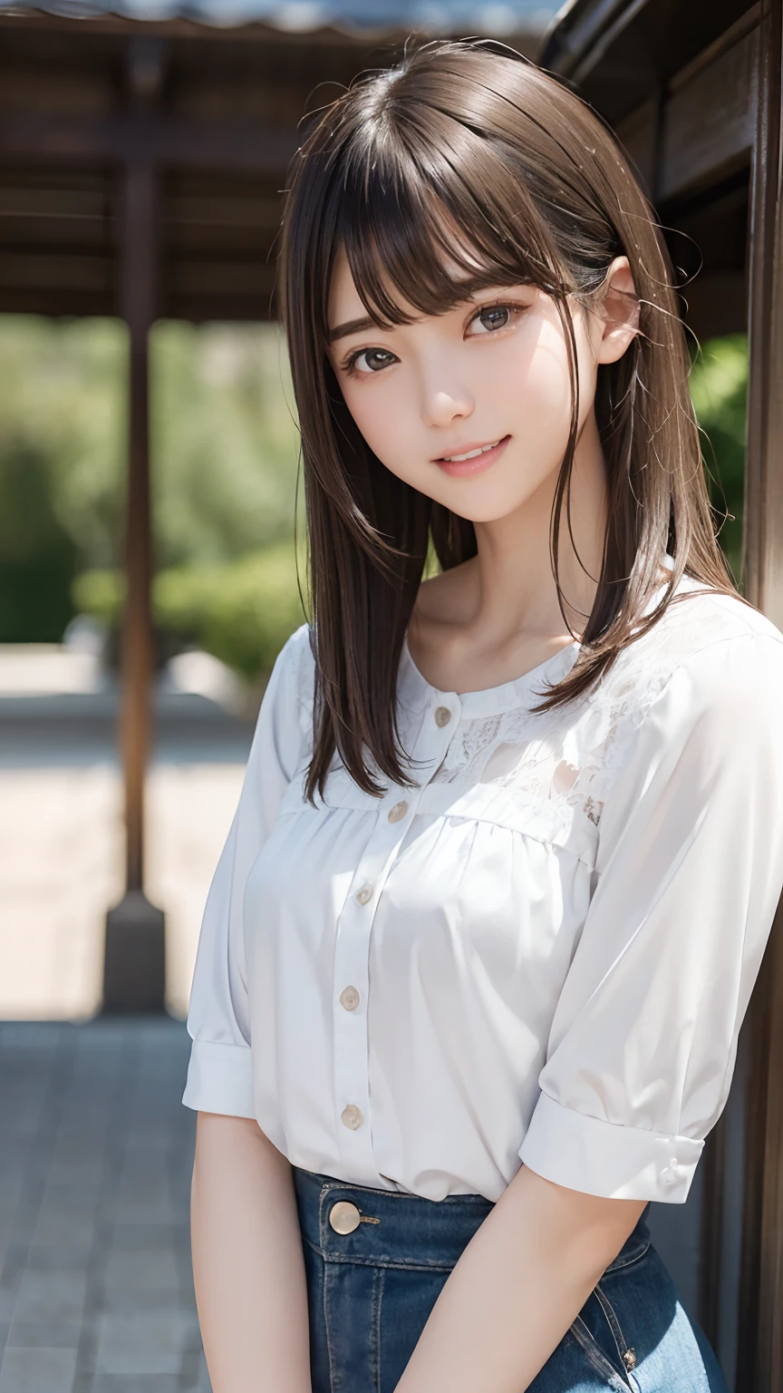 tre anatomically correct,Masterpiece of,High image quality,Japan -yeld wo, (Erotic posture:1.4),(Natural light in the morning:1.4),blurry backround, bokeh dof:1.2, (((partedbangs、Medium Hair))),((Natural smile)),Young Pretty Gravure Idol, Young Sensual Gravure Idol, Young skinny gravure idol, Realistic Young Gravure Idol, Japanese Models, Young Gravure Idol, sophisticated gravure idol, Realistic sensual gravure idol,The ultra-detailliert、High quality textures、intricate detailes、detaileds、Very detailed CG、High quality shadows、Detail Beautiful delicate face、Detail Beautiful delicate eyes、depth of fields、Ray traching,1girl in, japanaese girl, Cute, slender,(((White off-the-shoulder dress)))、