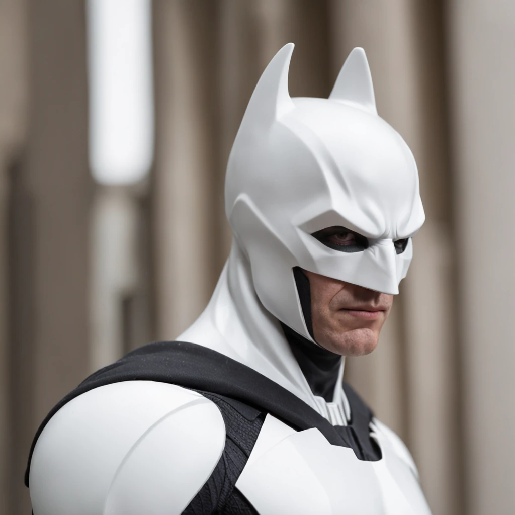 spectacular, Master parts, :The realistic White Batman focuses on the advanced cybernetic suit Orba Prima, high high quality ::n_Style drawing, Low-quality defects,