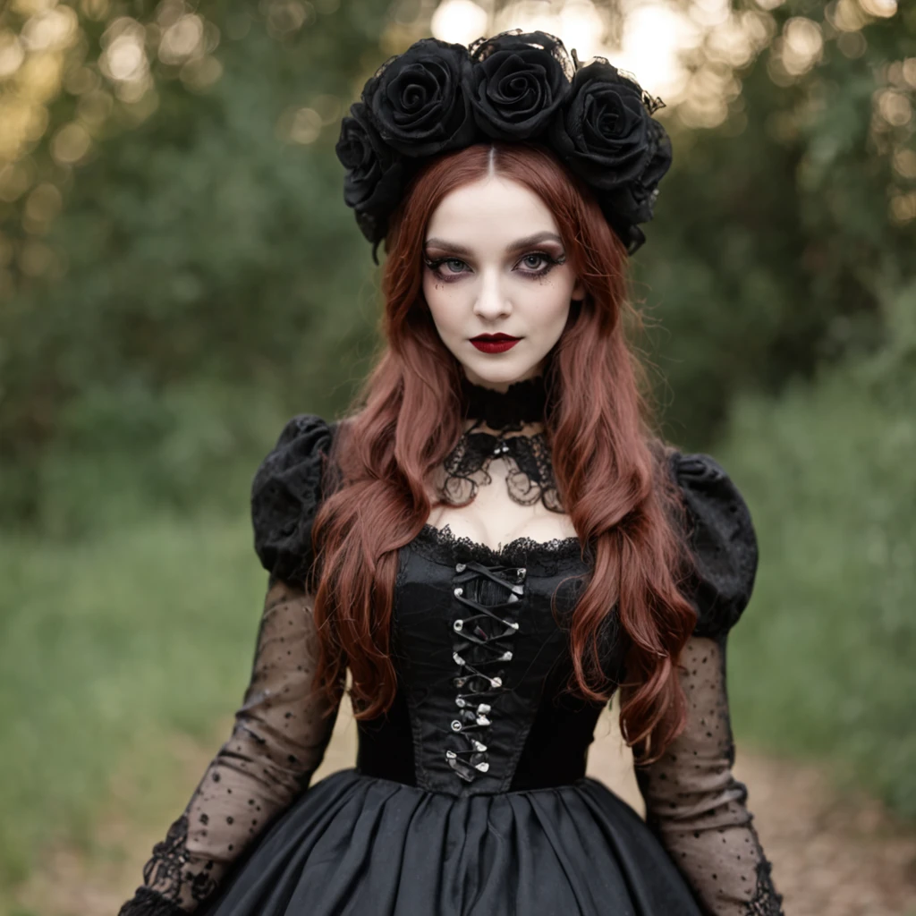 uma garota, lolita gothic clothing, a meia noite em Londres