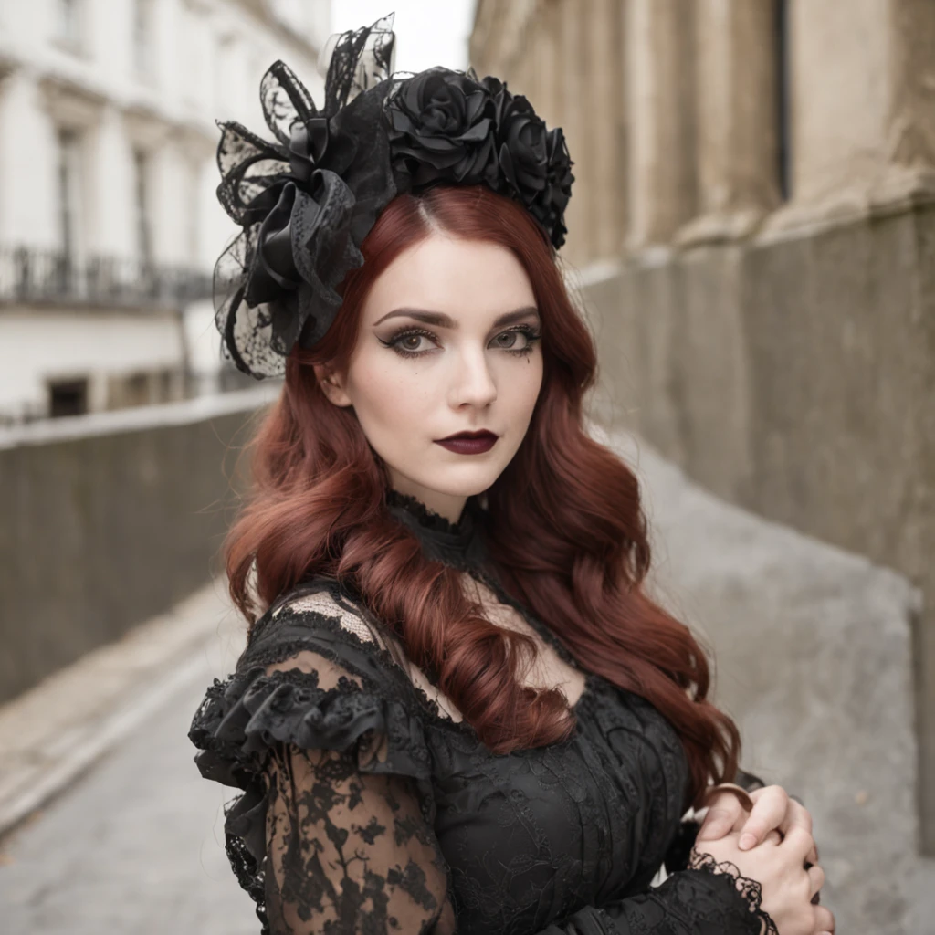 uma garota, ta gothic clothing, a meia noite em Londres