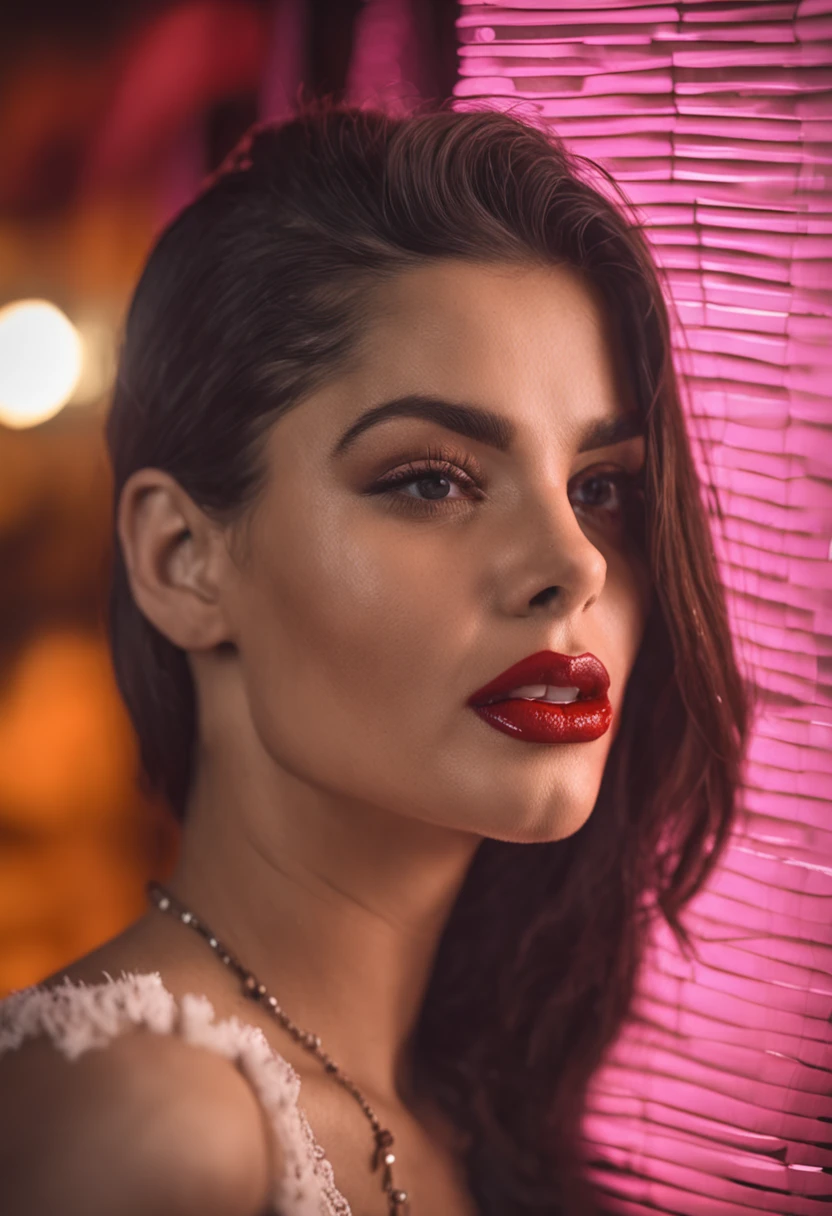 uma foto de uma mulher loira bonita alto retrato com labios carnudo bem sexy e chamativa.