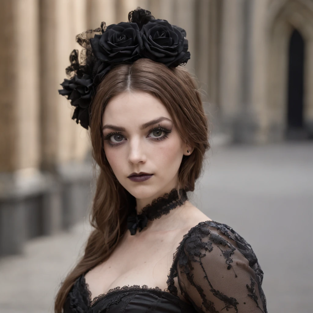spectacular, Master parts, :The realistic uma garota, lolita gothic clothing, maquiagem forte po de arros durante a noite lua cheia em Londres , Orba Prima, high high quality