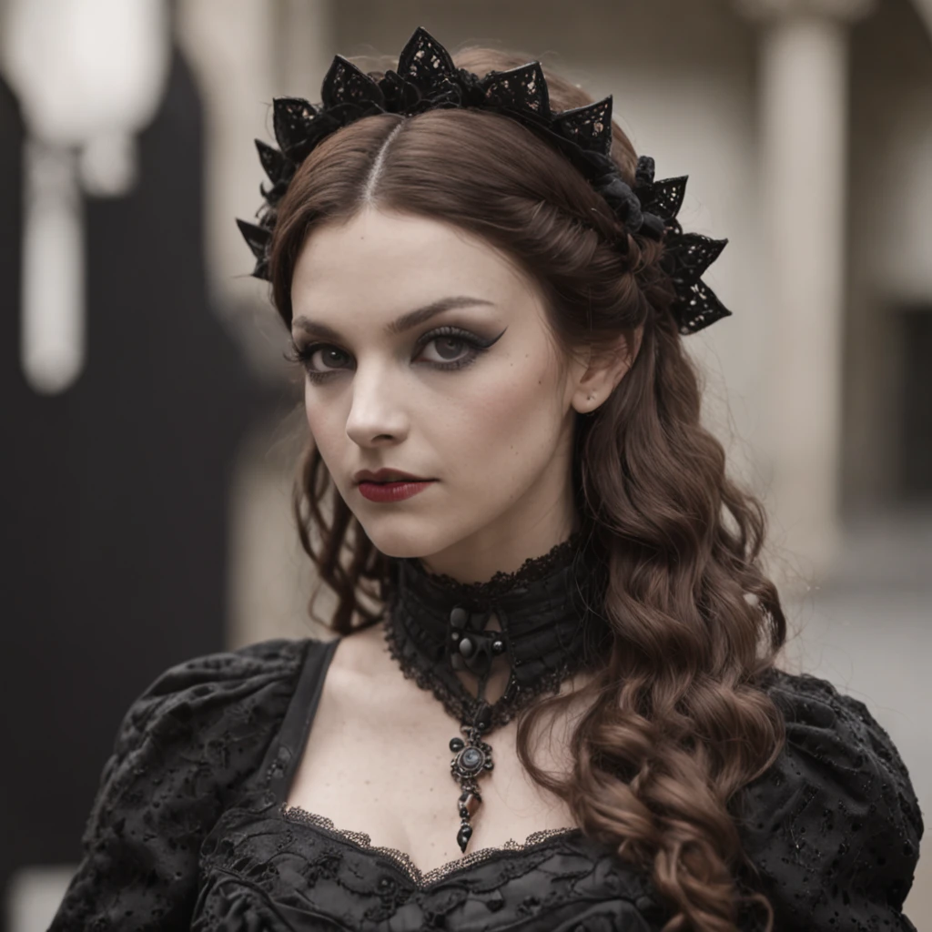 spectacular, Master parts, :The realistic uma garota, lolita gothic clothing, maquiagem forte po de arros durante a noite lua cheia em Londres , Orba Prima, high high quality