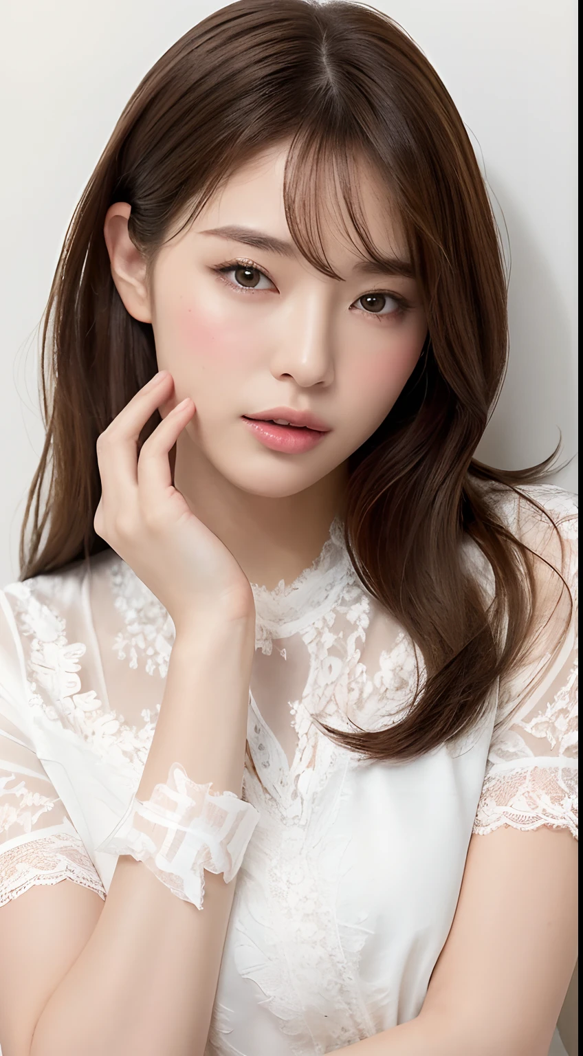 ((highest quality, 8k, masterpiece: 1.3)), 1 female, Japanese Mature,Sensual beauty: 1.3, (Hair style Brown hair Medium wave, big: 1.2), Nightwear: 1.1, Super slender face, Delicate eyes, double eyelid, (((Open your mouth,Surprised expression,)))Mole, Home,Plump body,very thick legs,Shot from directly above,I'm surprised with my mouth open,